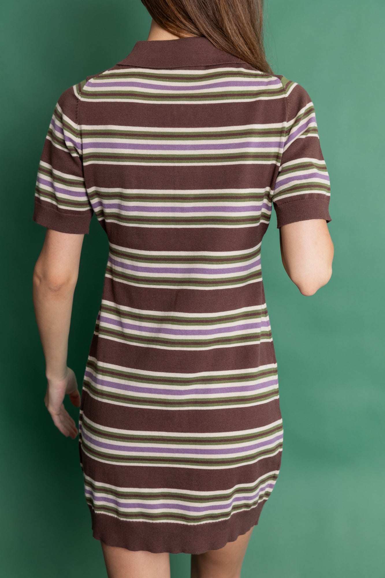 Brown Stripe Polo Dress
