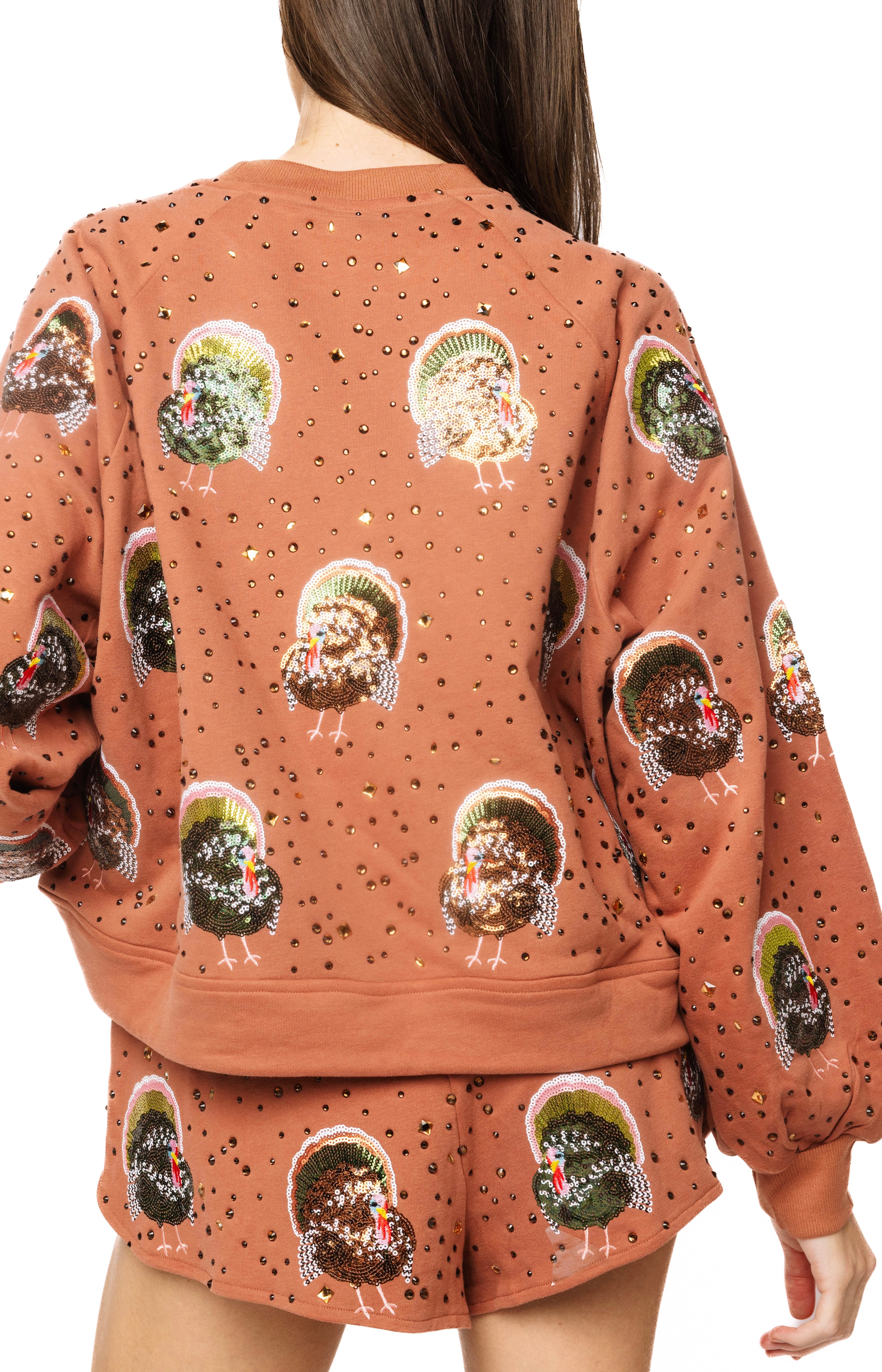 (PRE-ORDER) Queen of Sparkles Rhinestone Scattered Turkey Sweatshirt