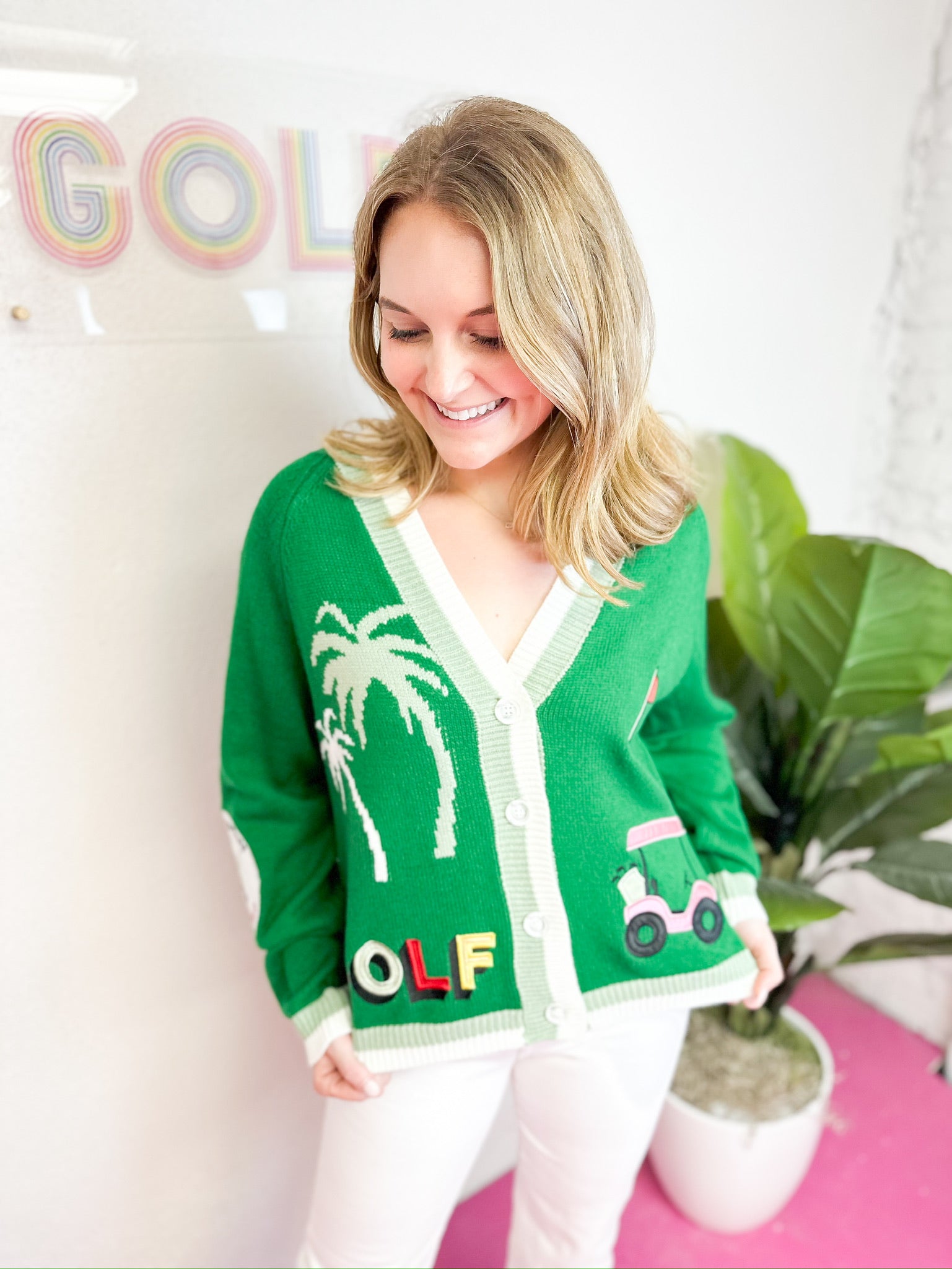 Embroidered Golf Patch Cardigan