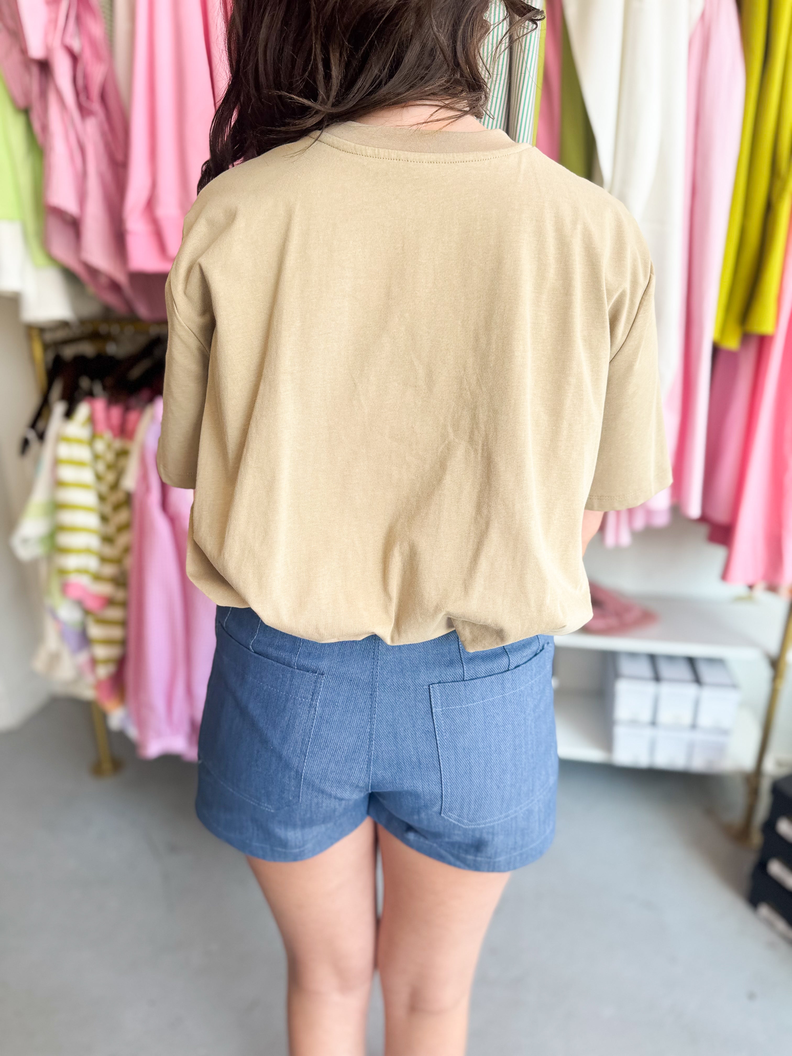 Cropped Bubble Hem T-Shirt