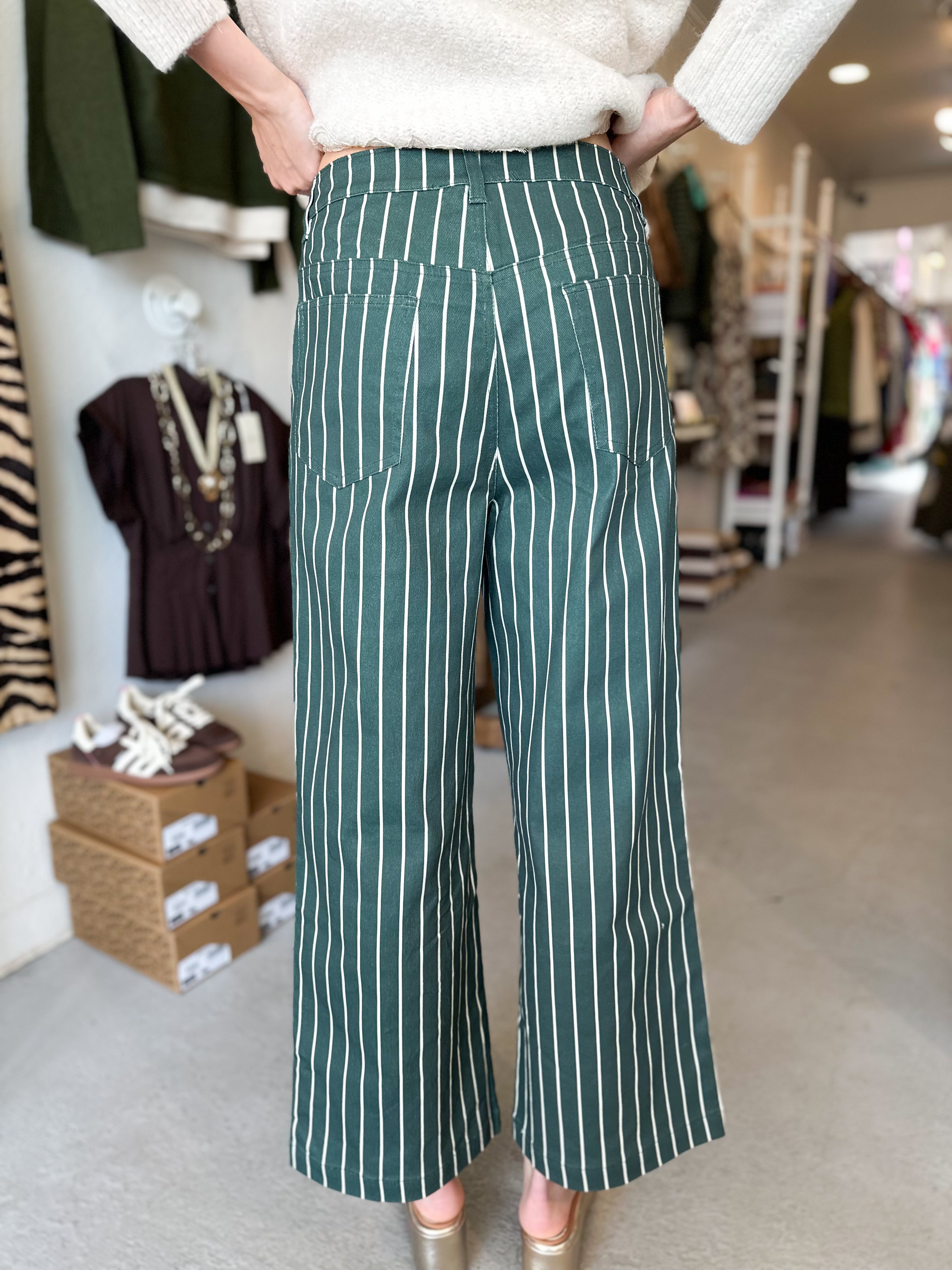 Green Stripe Pants