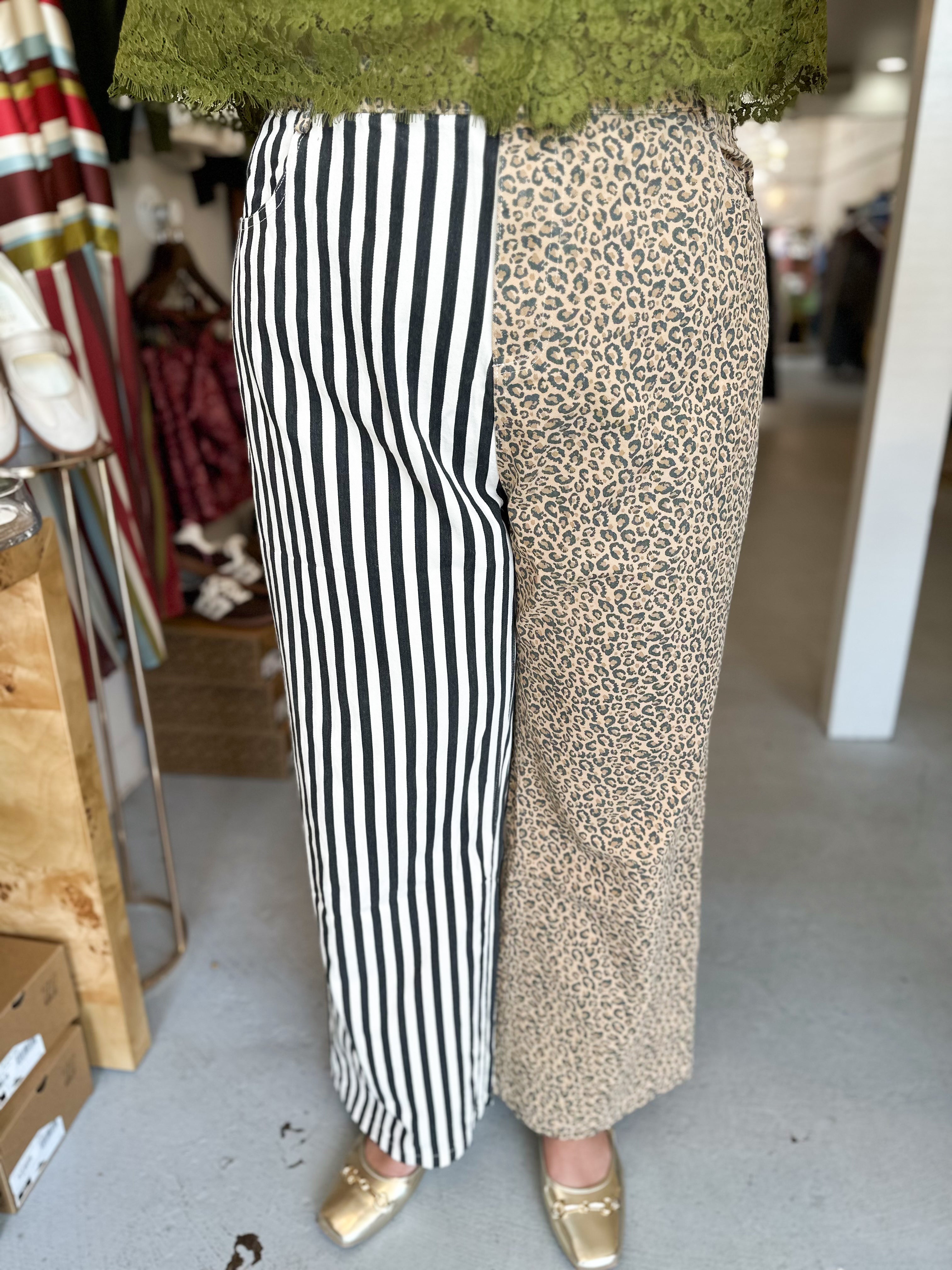 Plus Size Mix & Match Leopard Stripe Pants