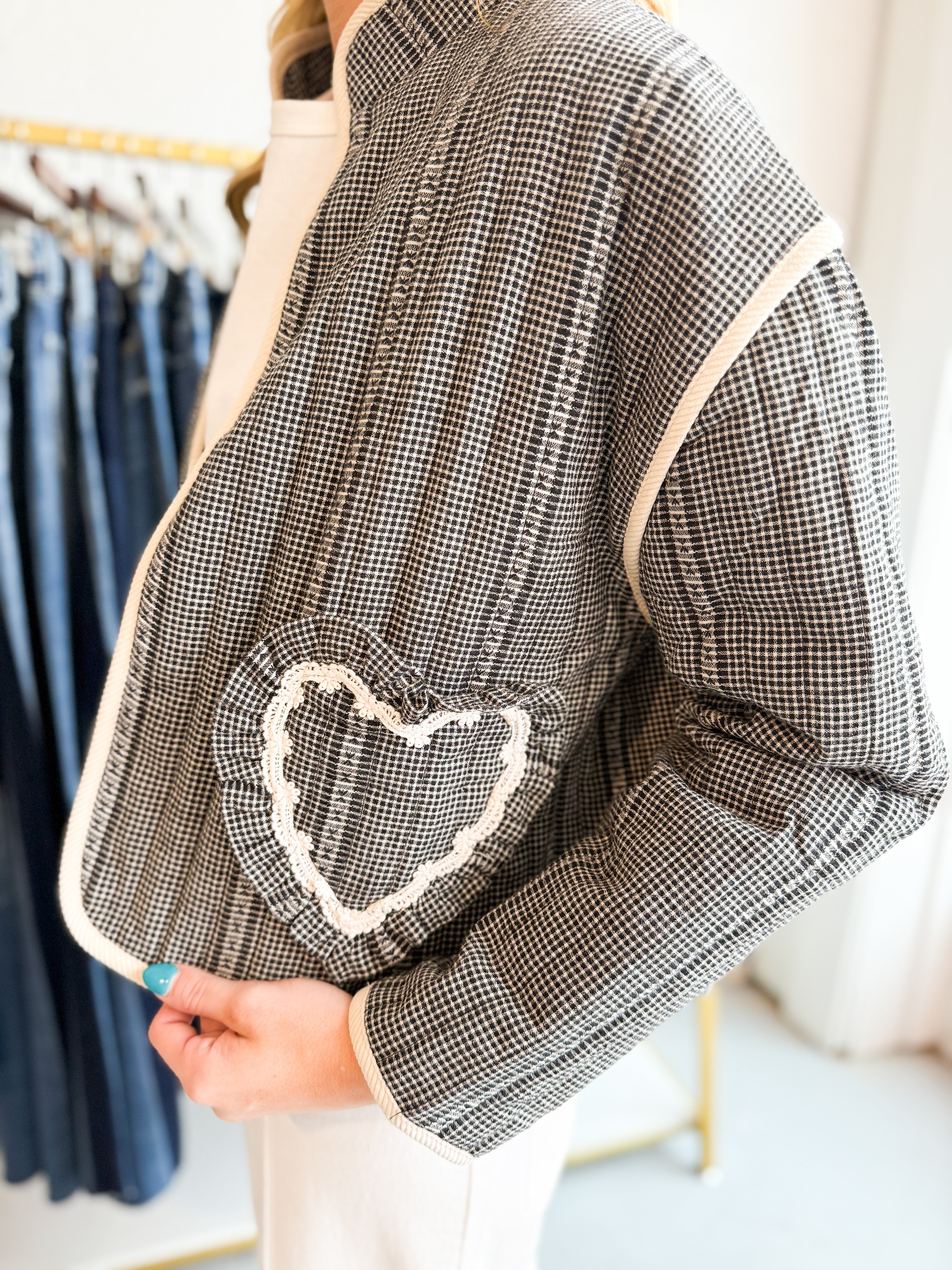 Heart Pocket Quilted Jacket