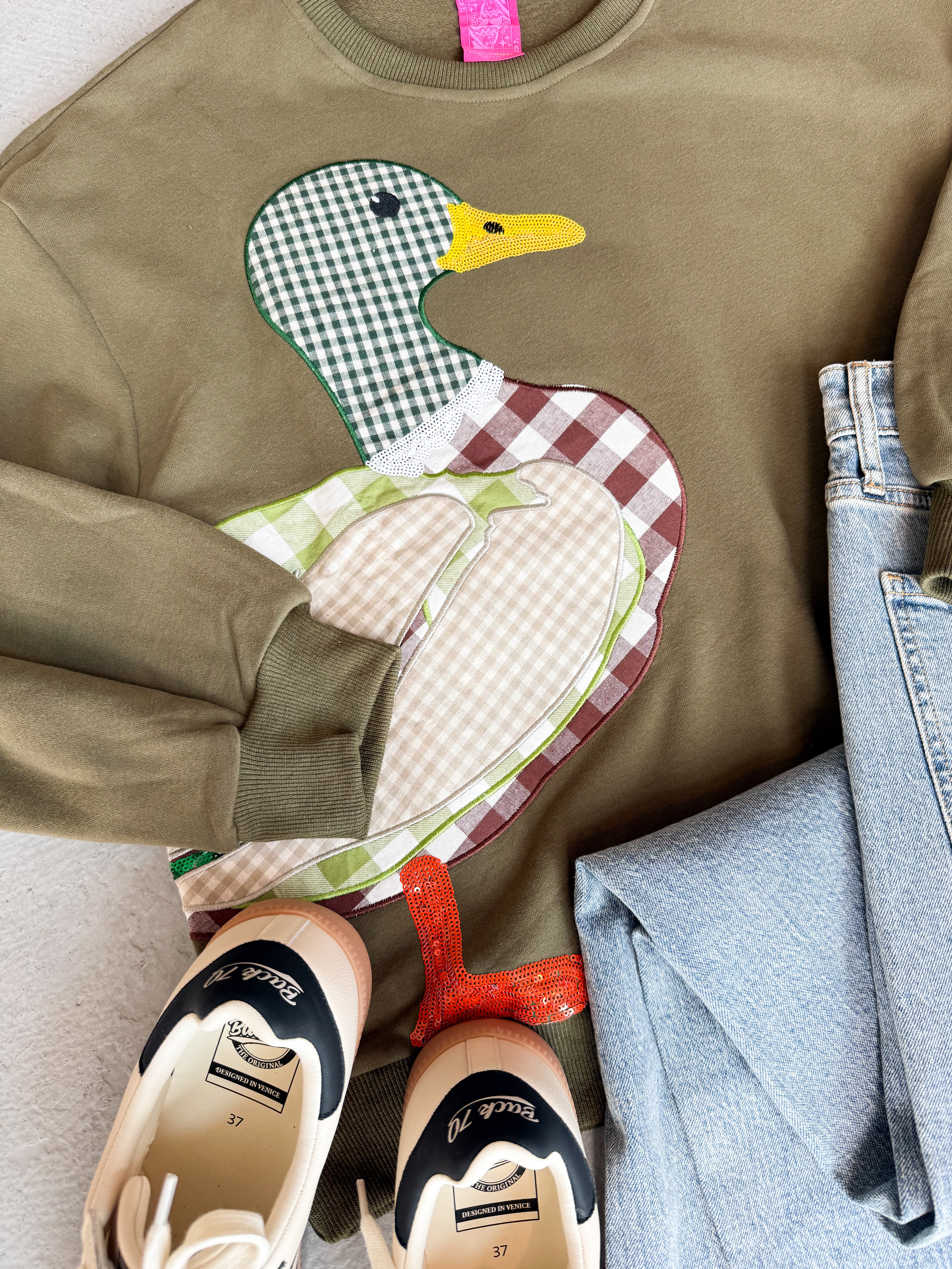 Queen of Sparkles Plaid Duck Sweatshirt