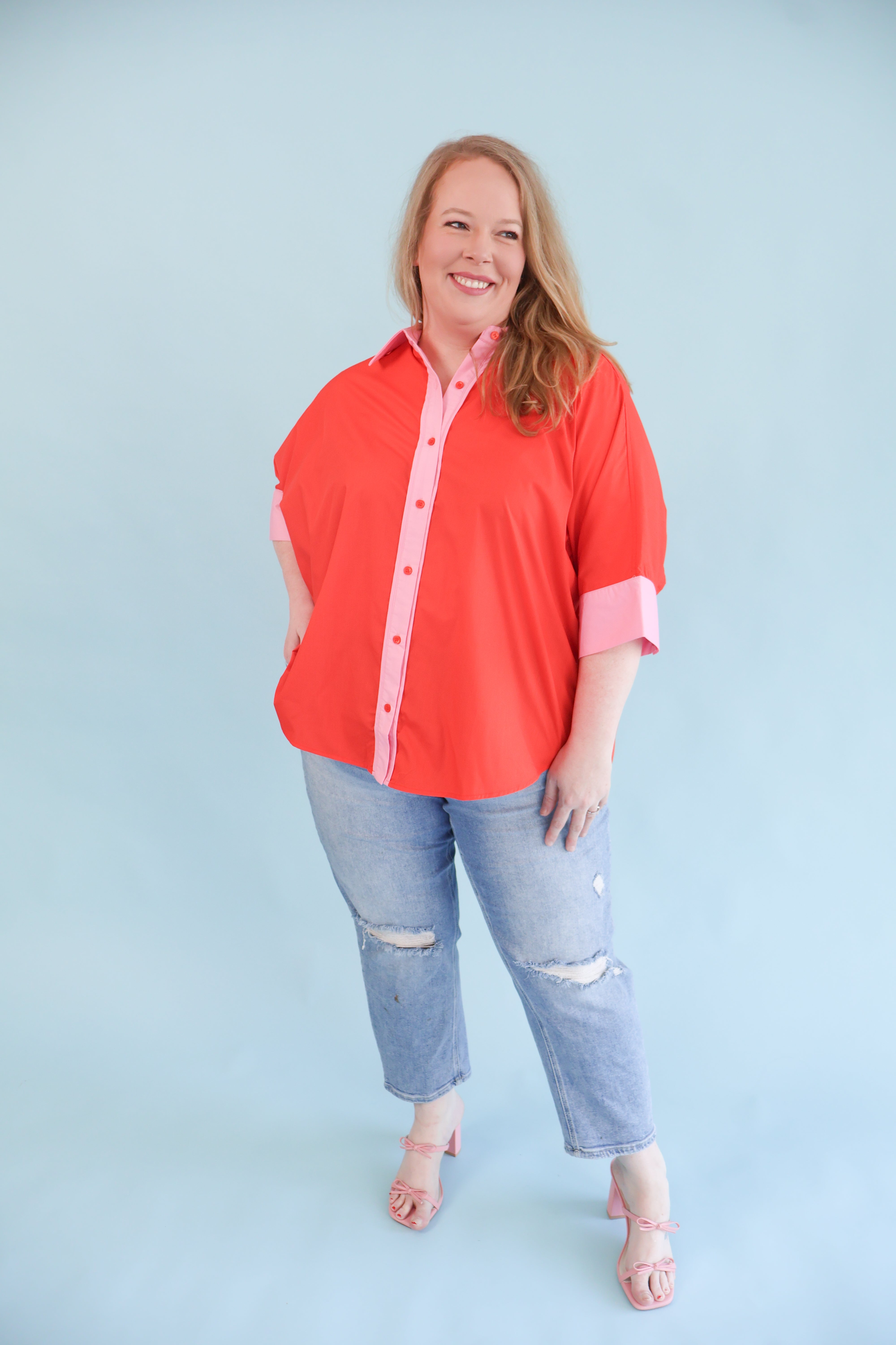 Plus Size Signature Collar Top