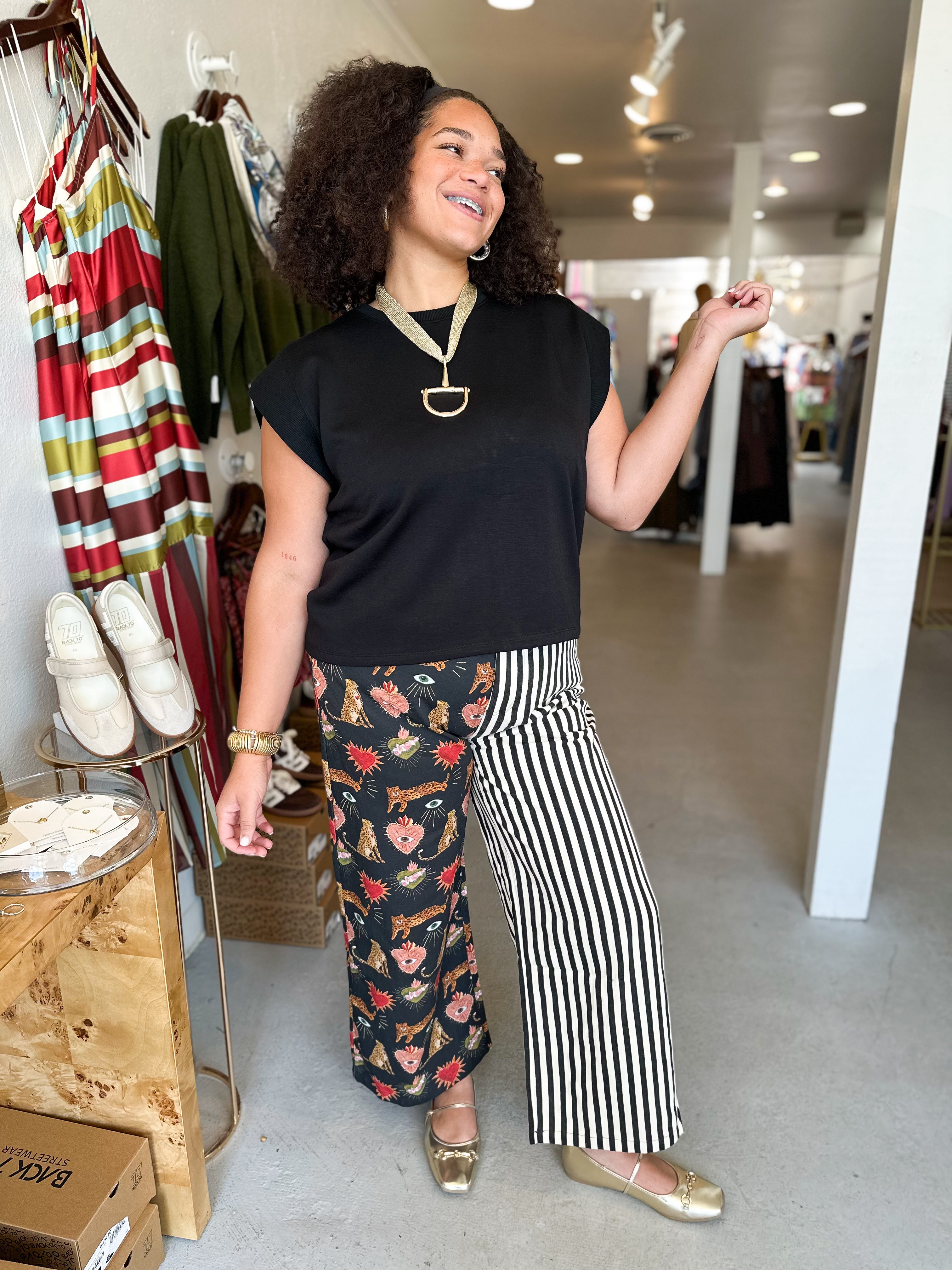 Plus Size Mixed Graphic Wide Leg Pants
