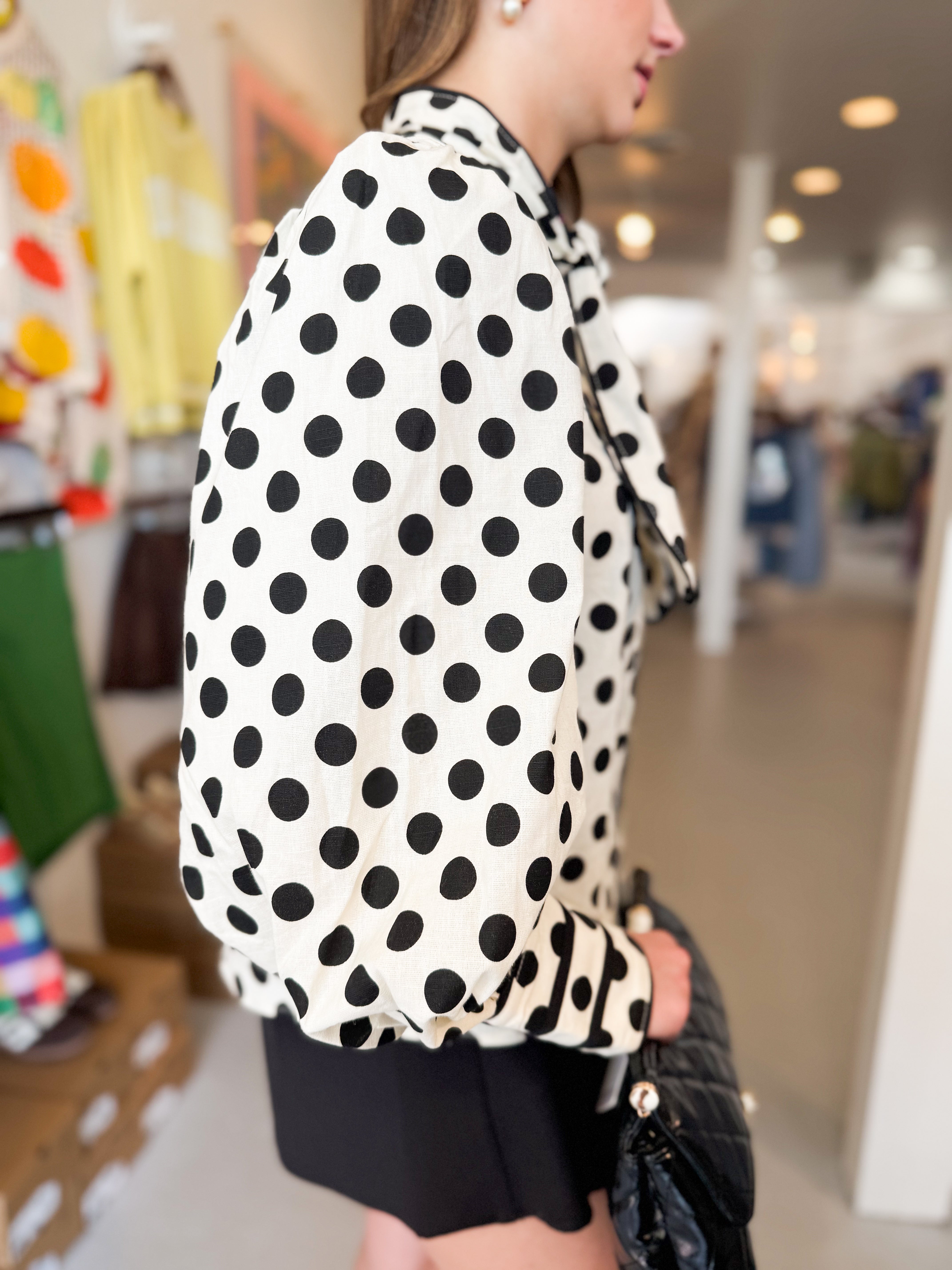 Polkadot Puff Sleeve Blouse
