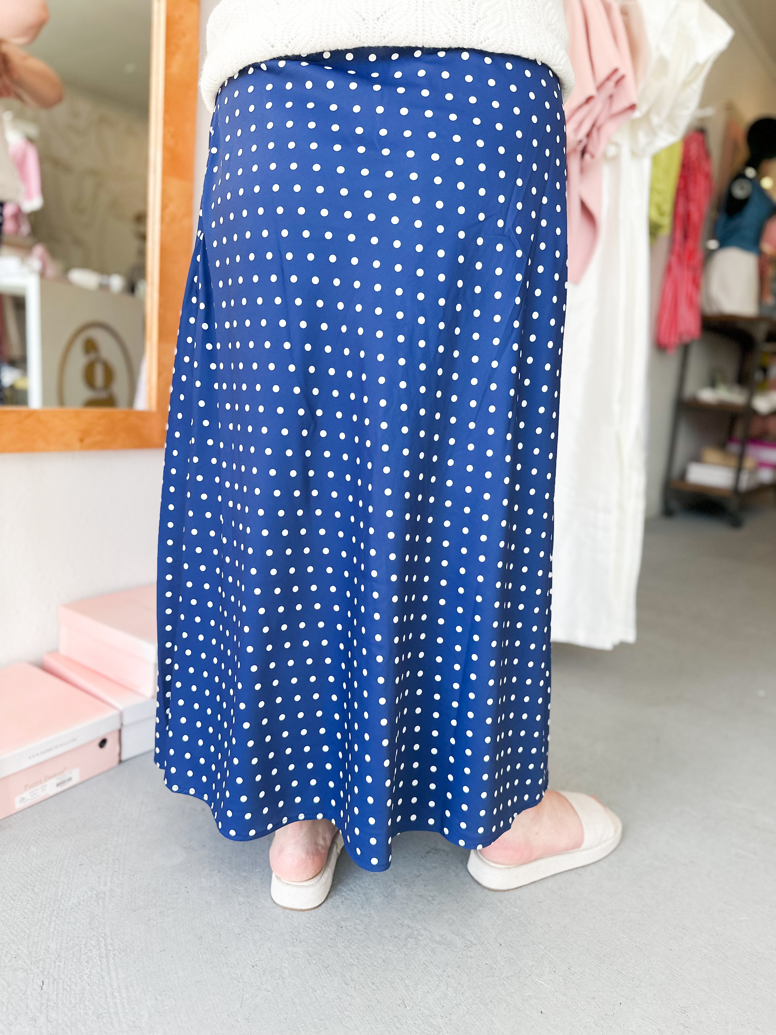Plus Size Polka Dot Midi Skirt