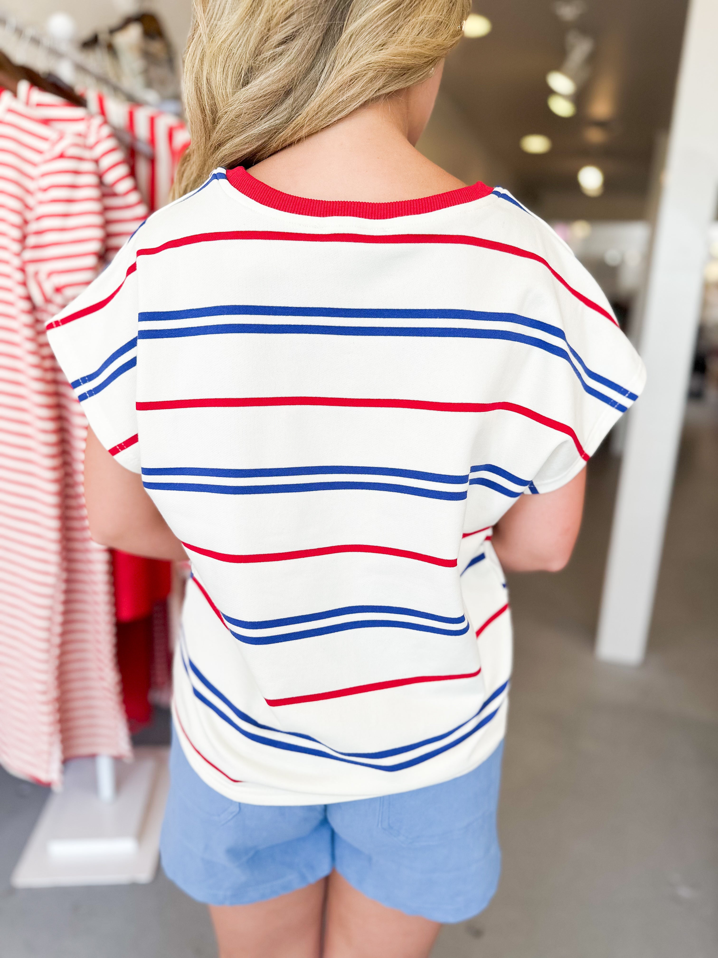 Drop Sleeve Striped Top