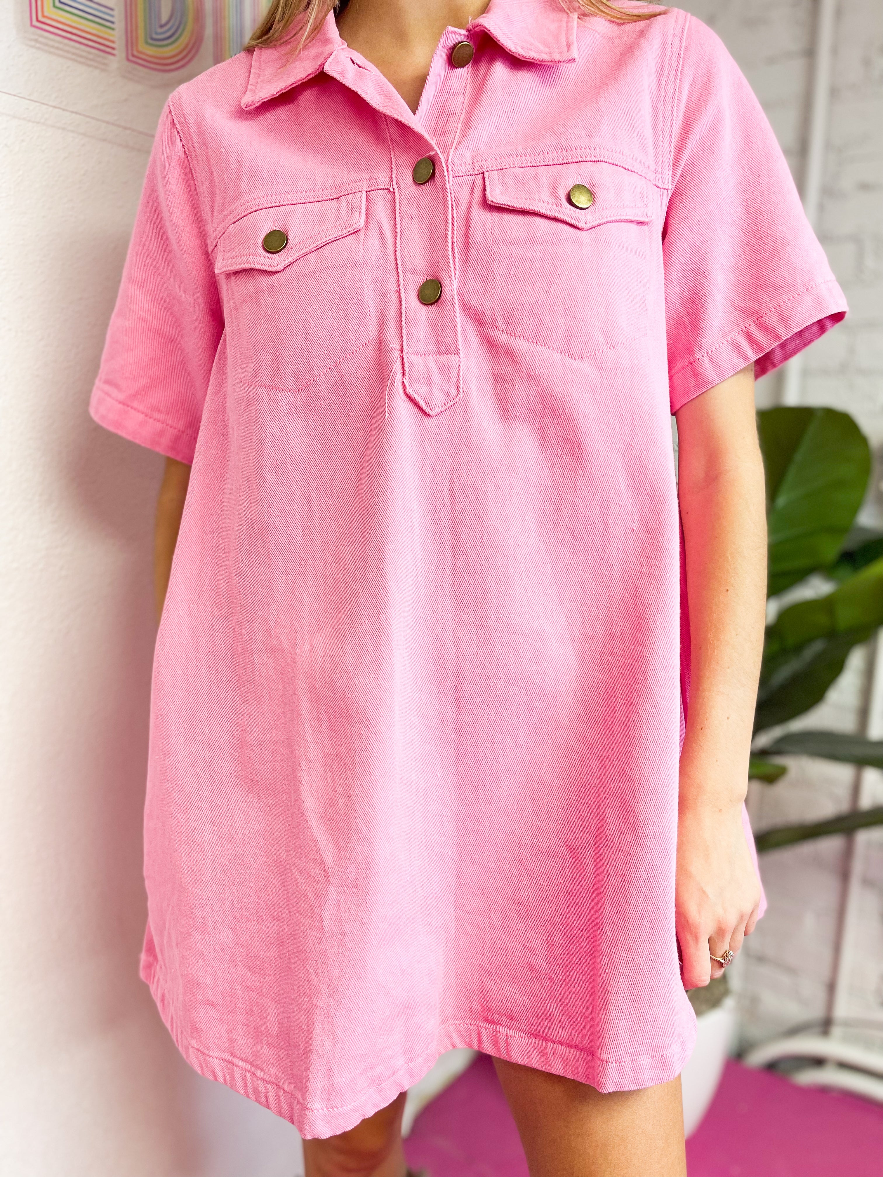 Pink Denim Dress