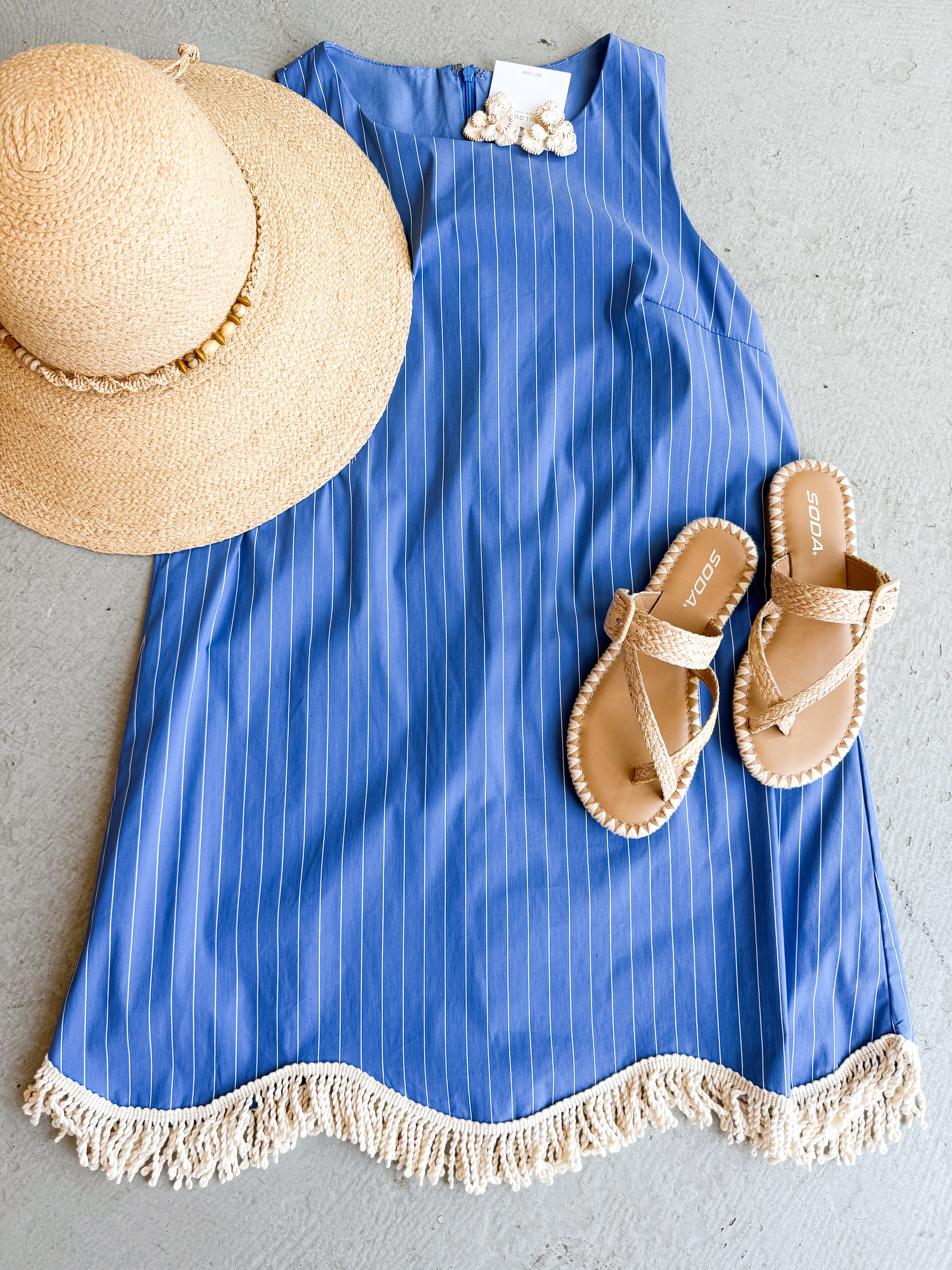 Wavey Tassel Shift Dress