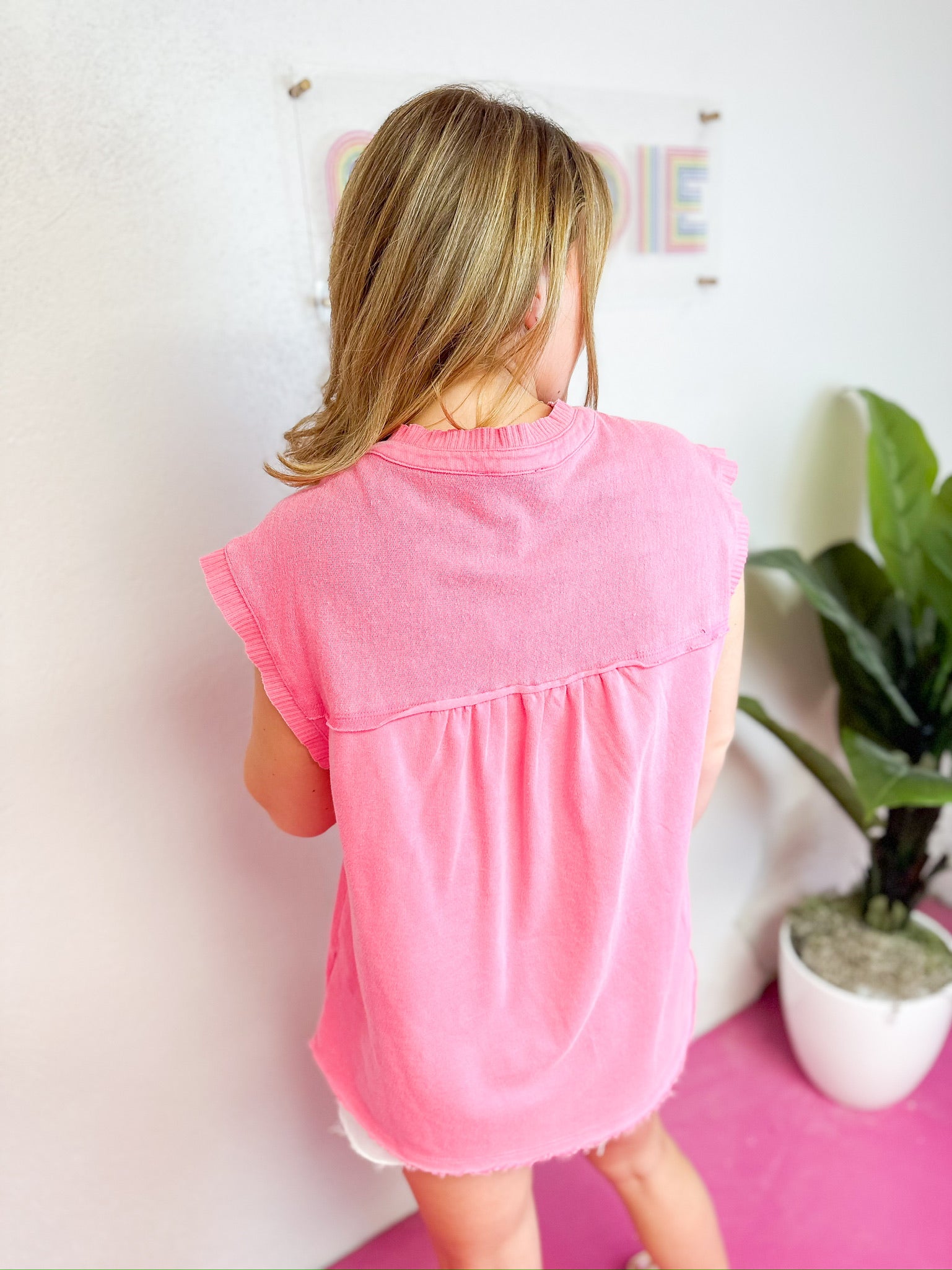 Ruffle Trimmed Terry Top