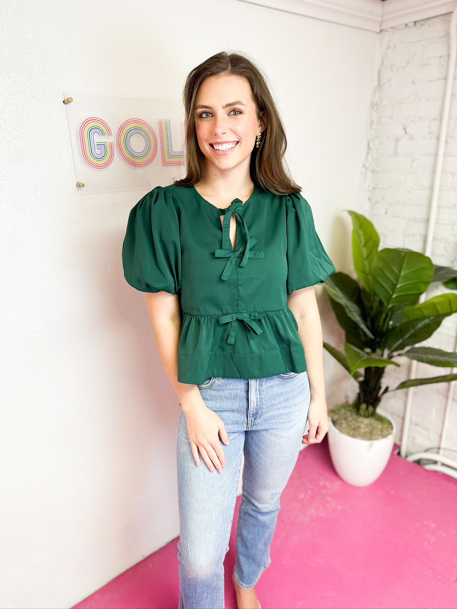 Green Bow Blouse