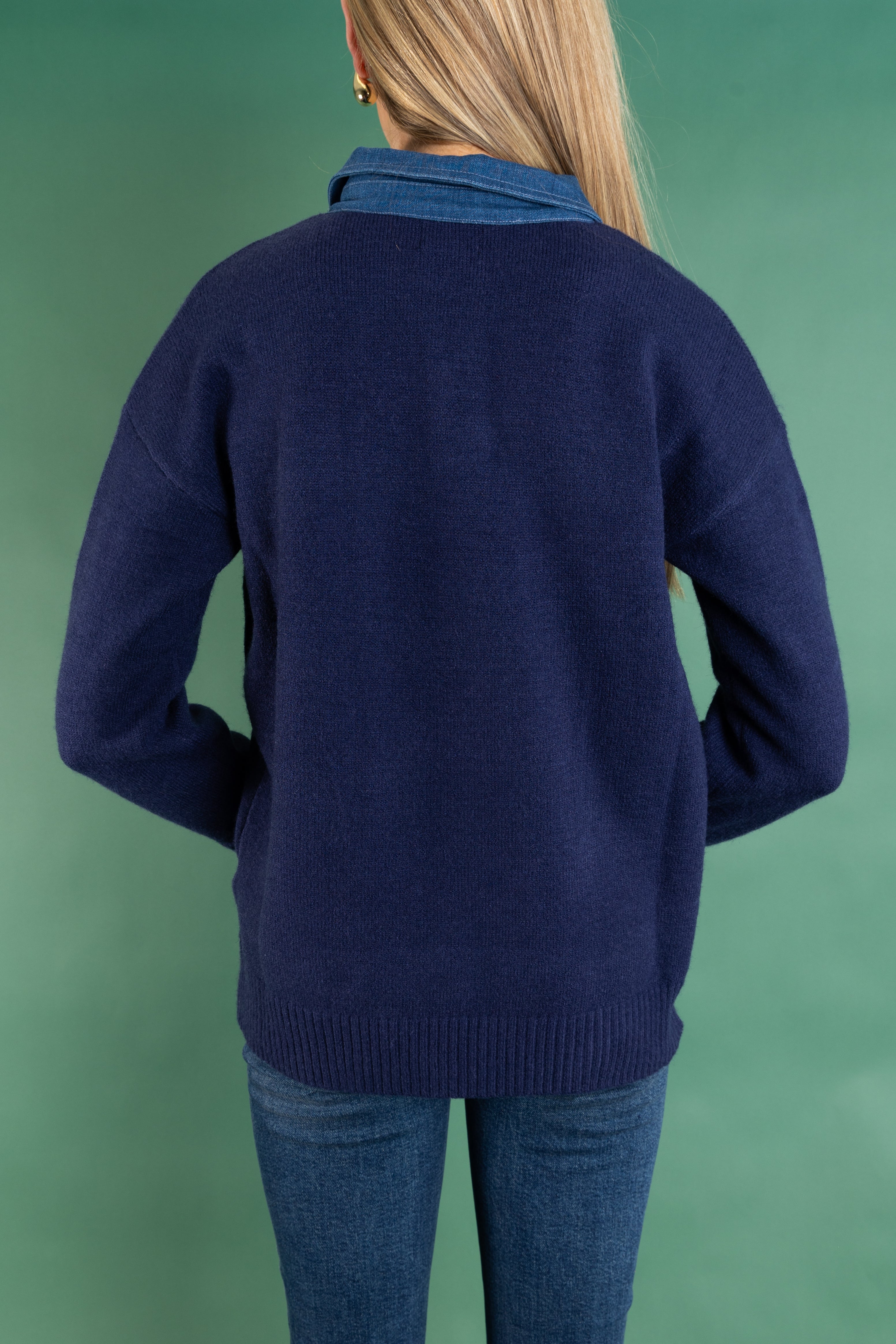 Denim Trim Pullover