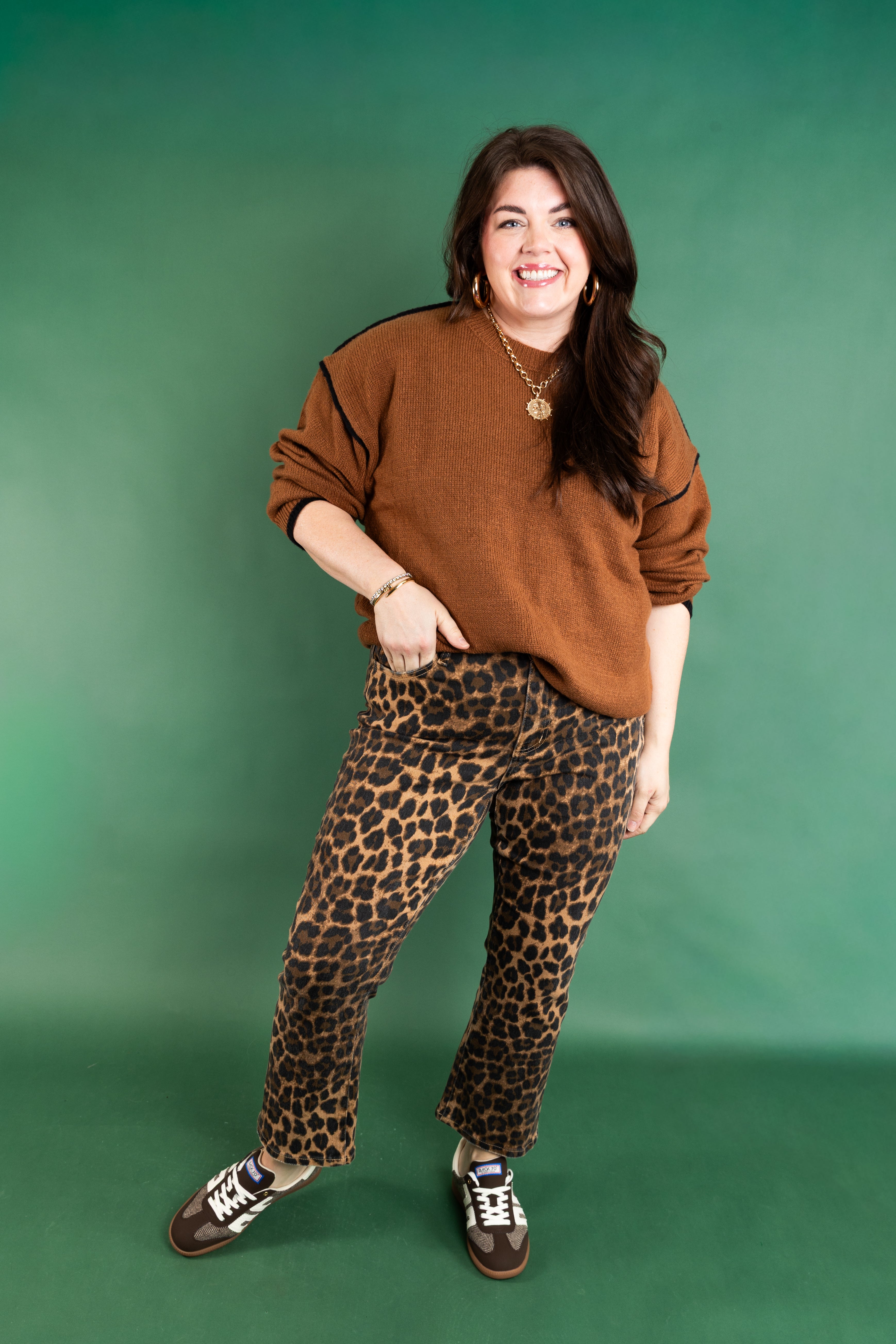 Plus Size Leopard High Rise Kick Flare