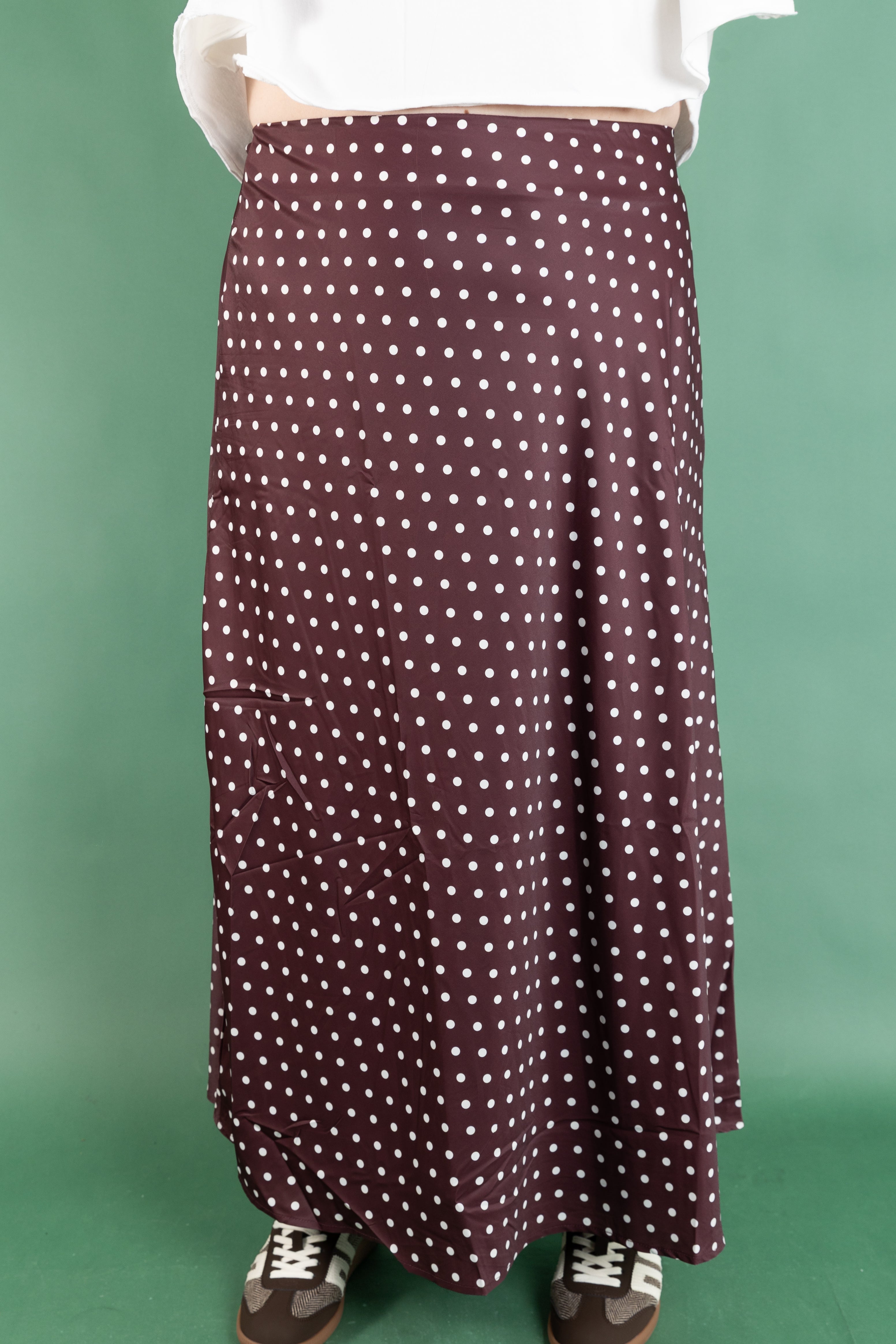 Plus Size Polka Dot Midi Skirt
