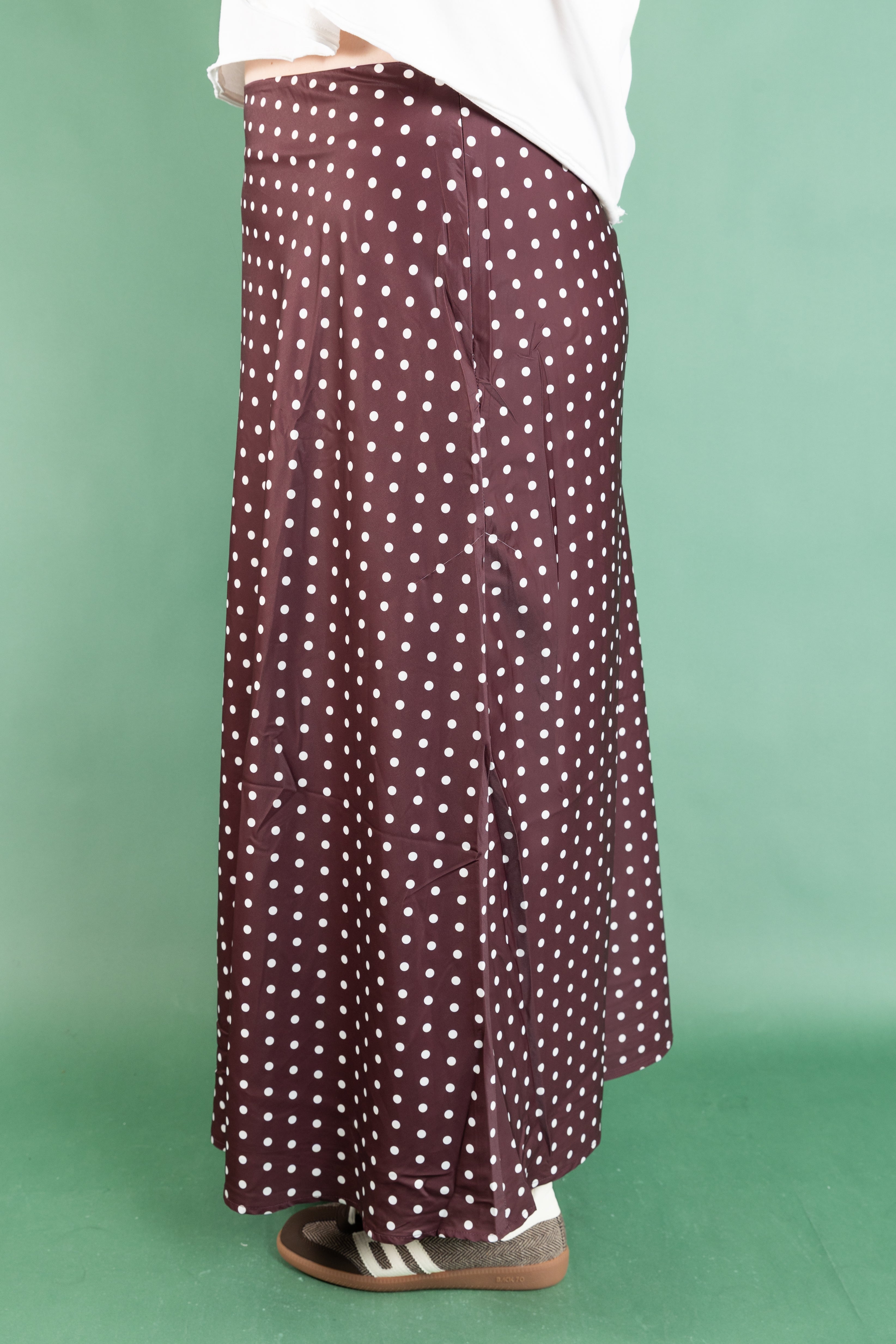 Plus Size Polka Dot Midi Skirt