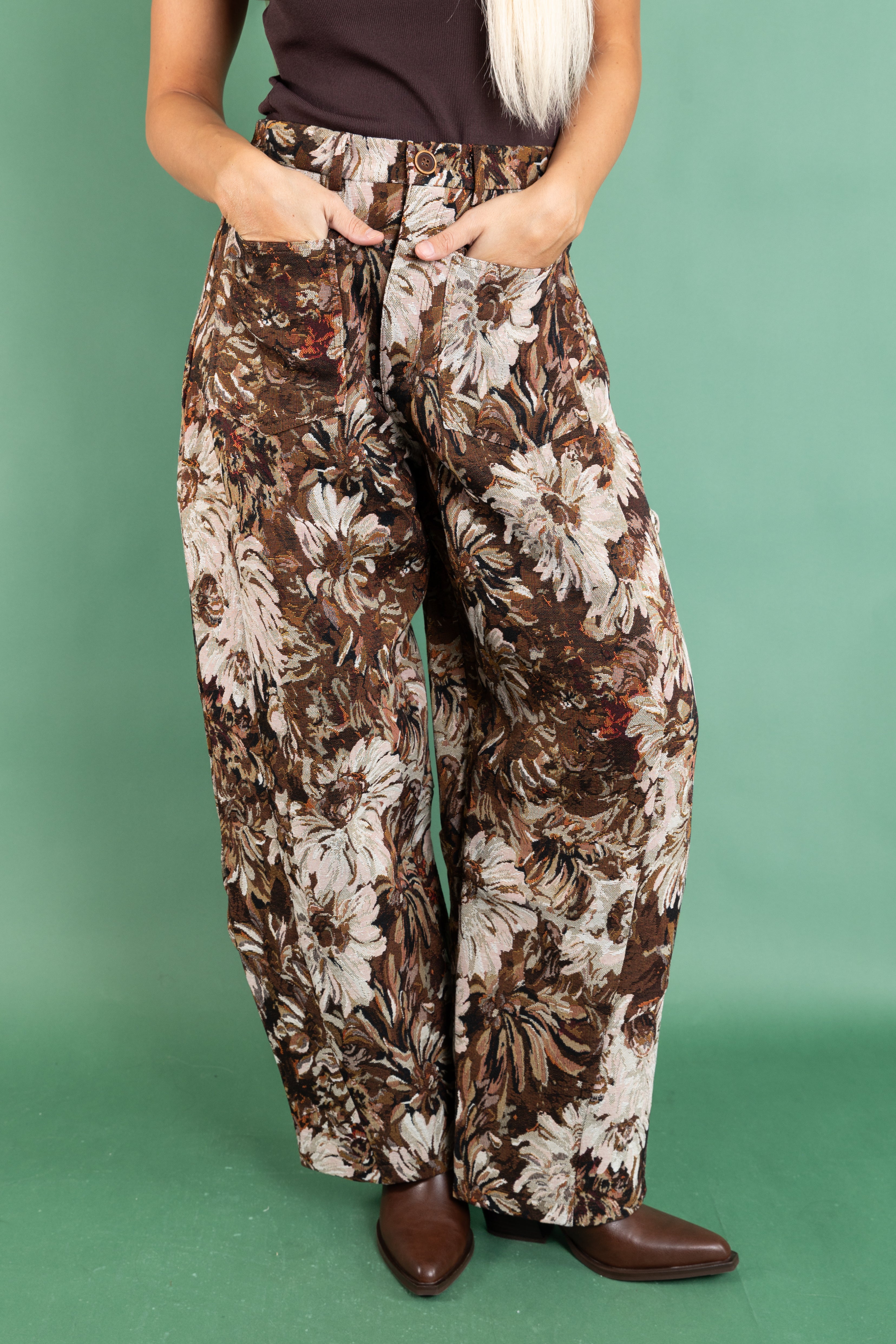 Autumn Floral Barrel Trouser