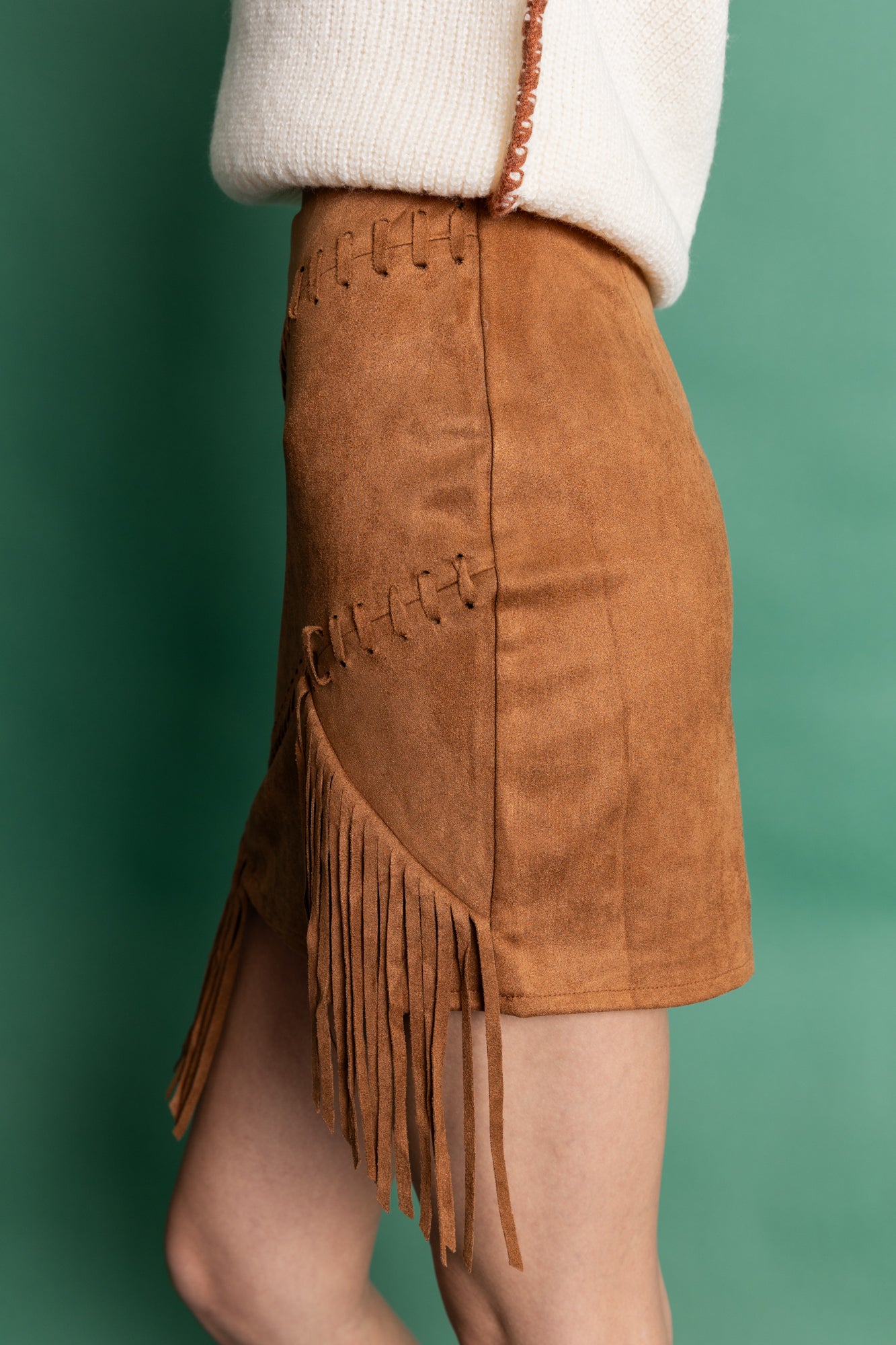 Suede Fringe Skirt