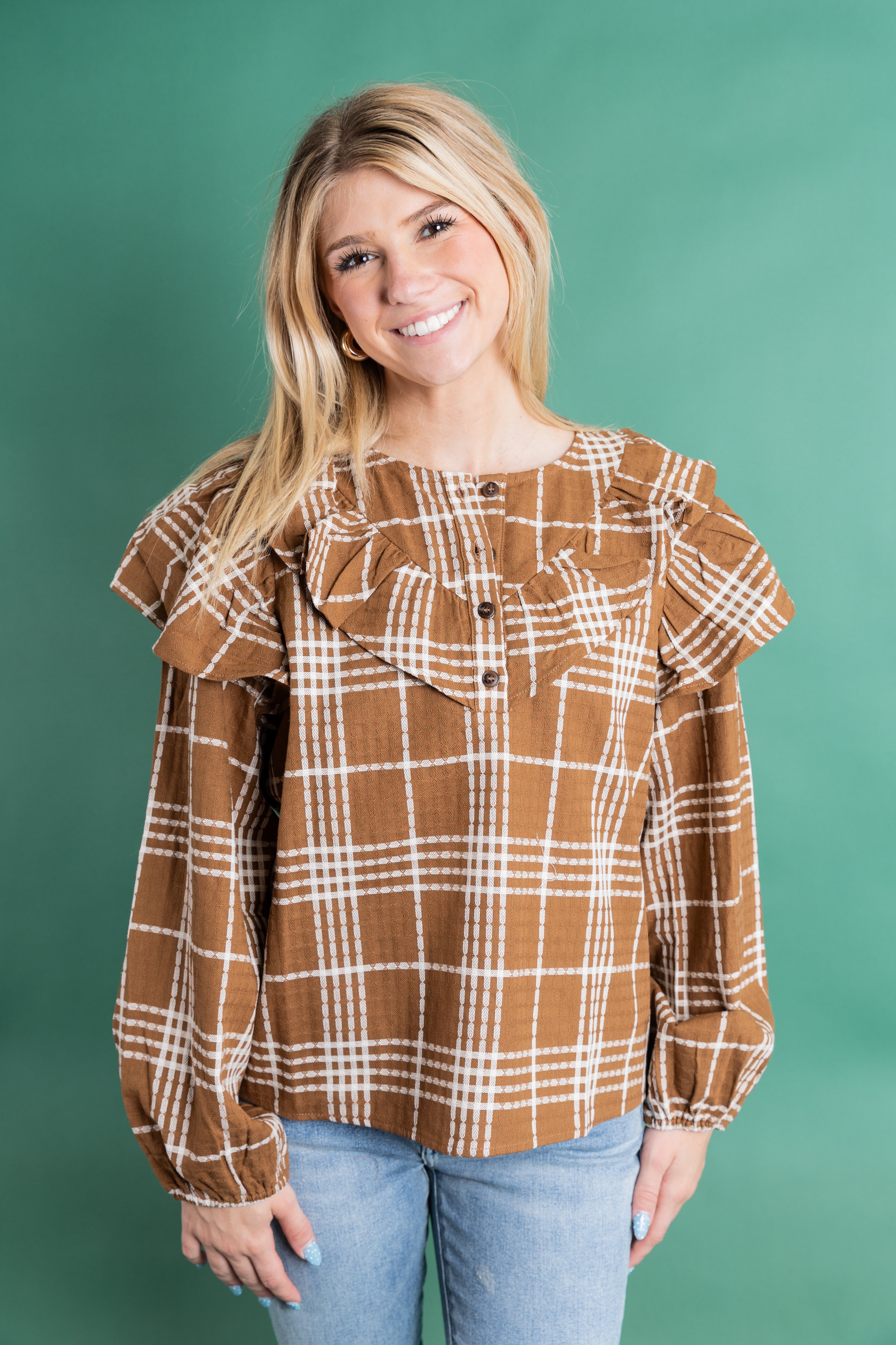 Plaid Ruffle Top