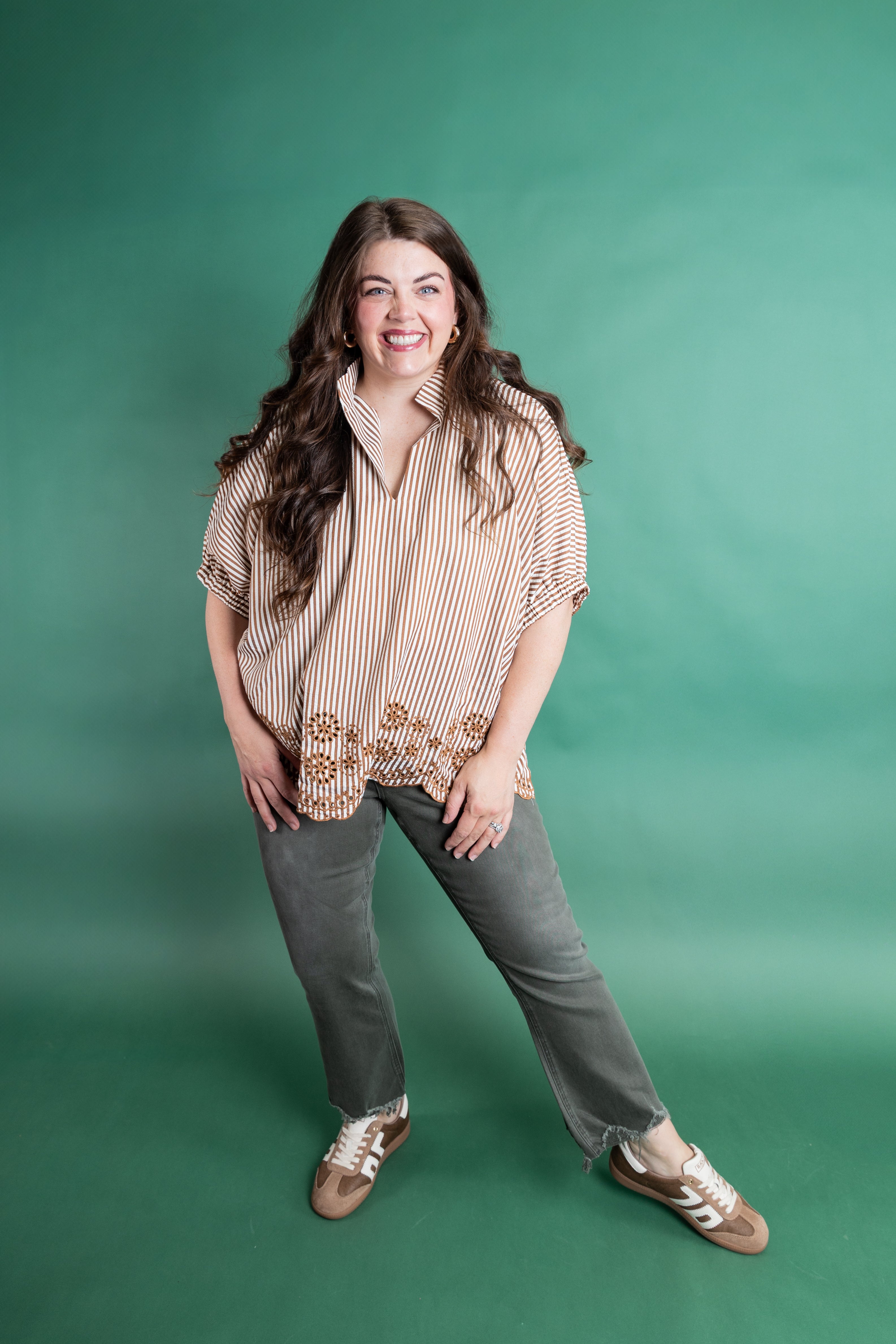 Plus Size Cinnamon Stipe Blouse