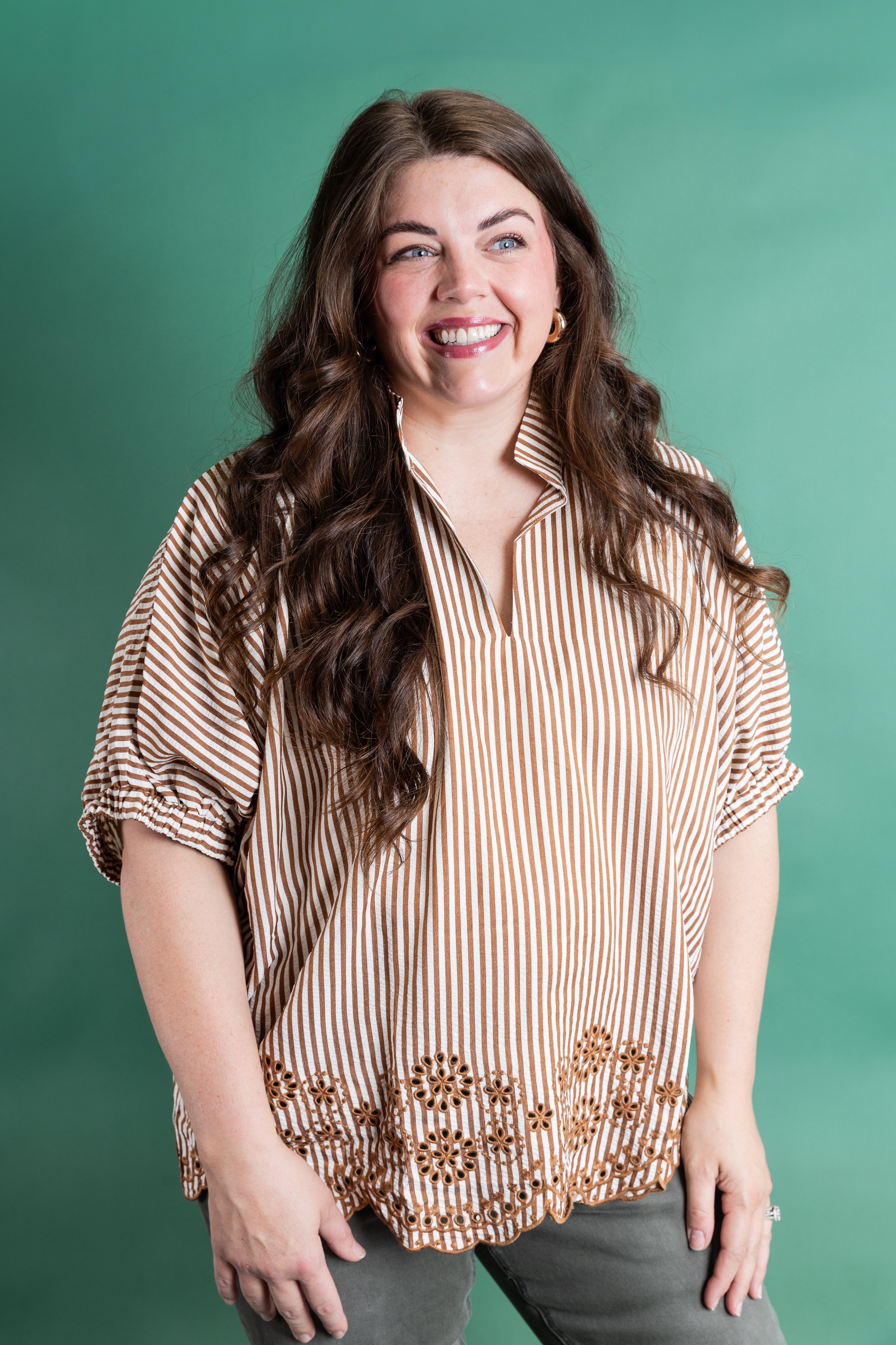 Plus Size Cinnamon Stipe Blouse