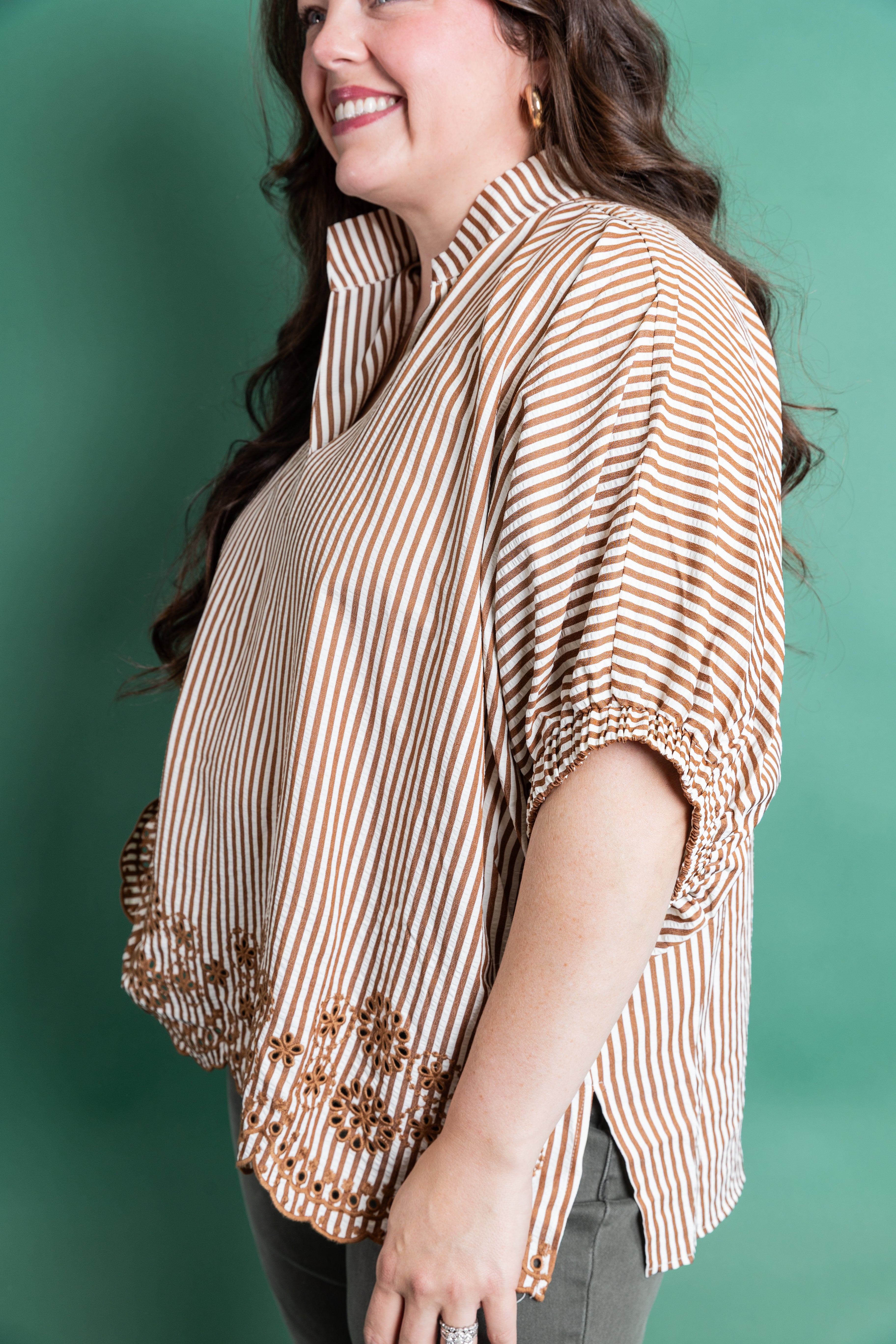 Plus Size Cinnamon Stipe Blouse