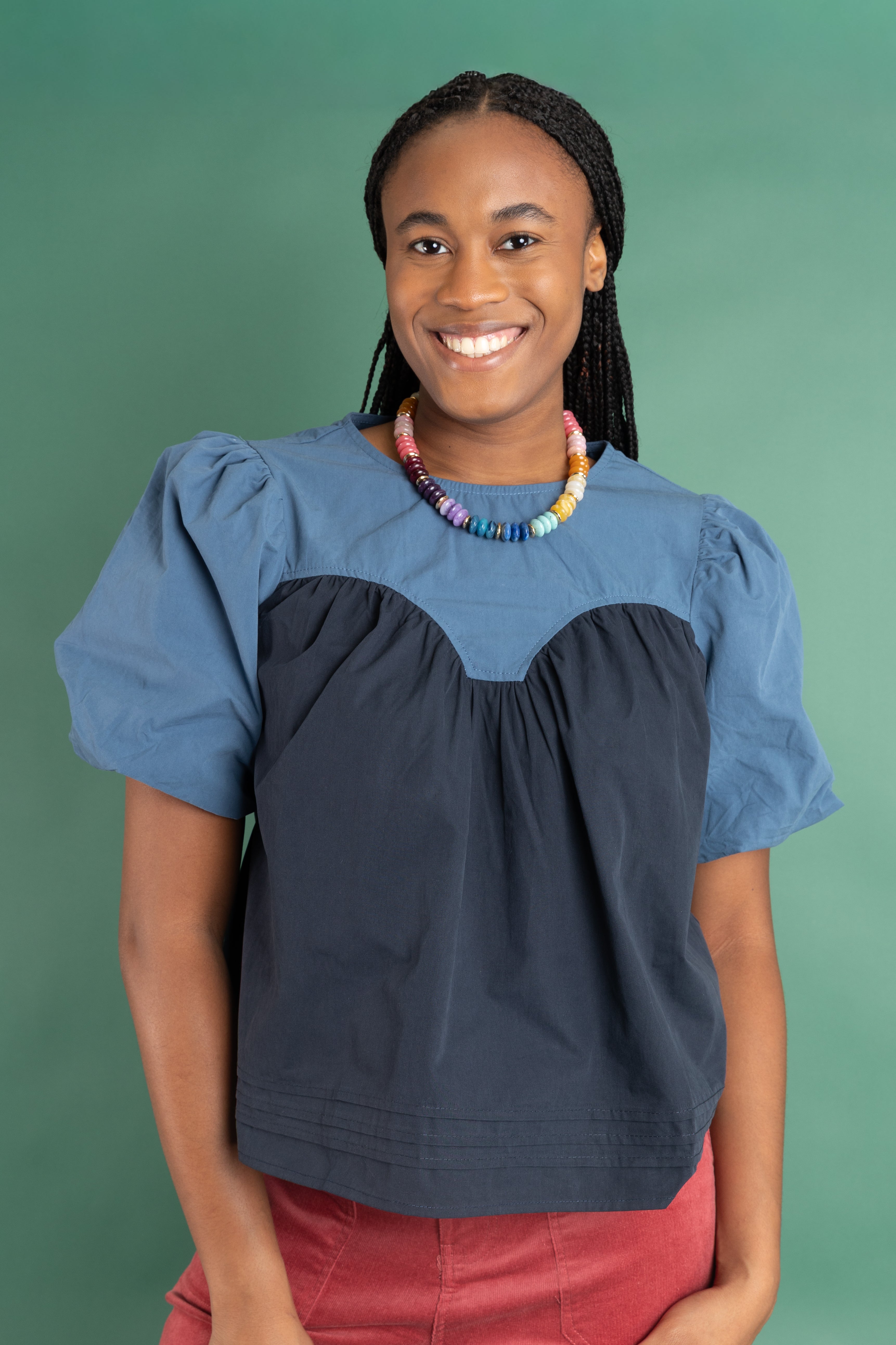 Color Block Poplin Top