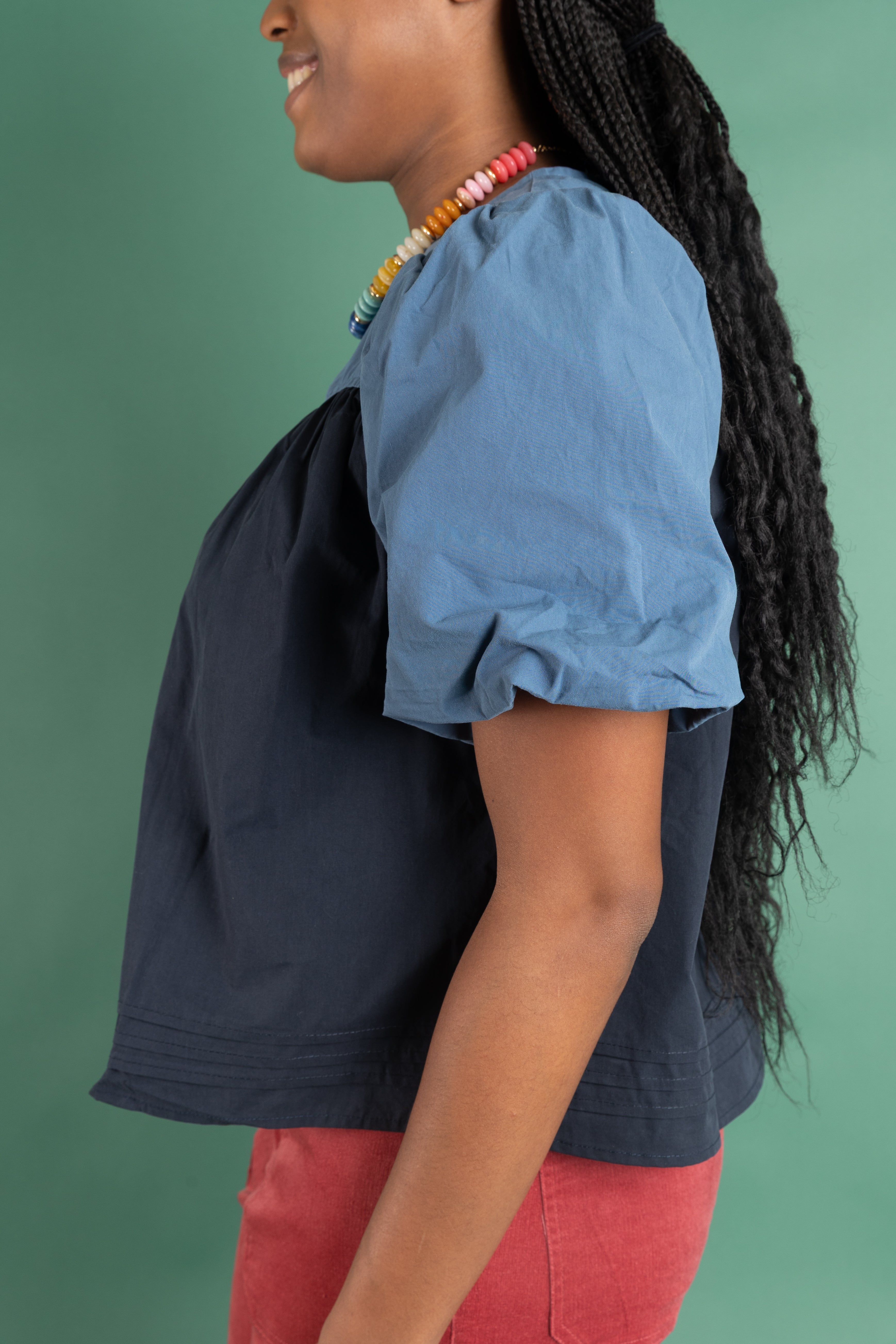 Color Block Poplin Top