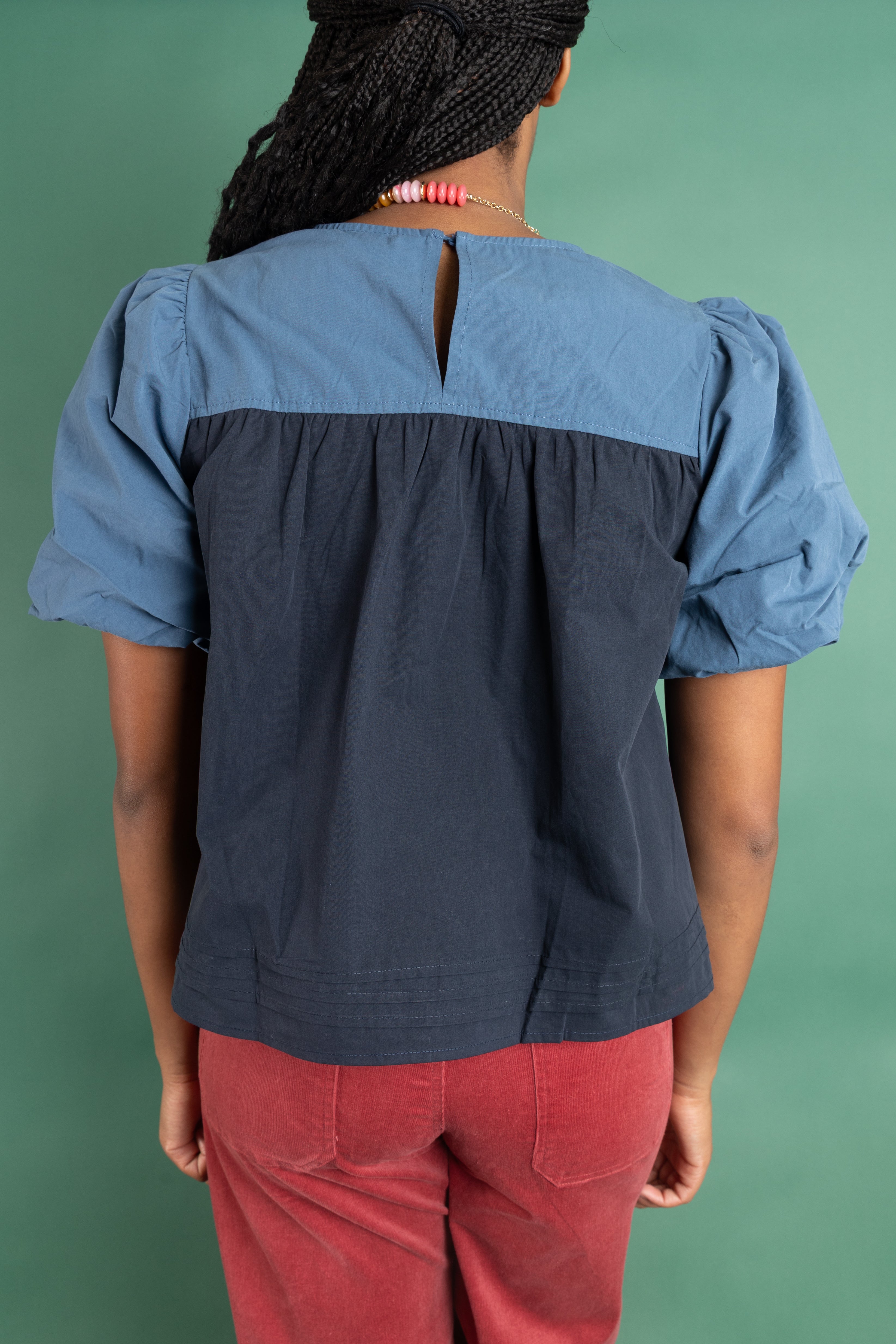 Color Block Poplin Top