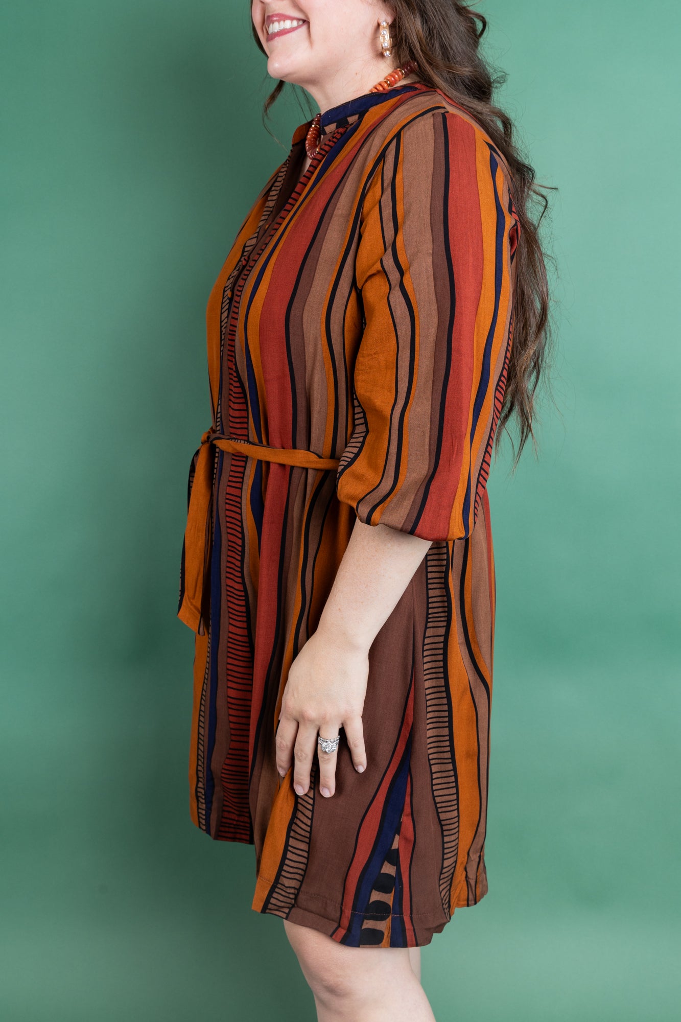 Plus Size Brown Printed Dress