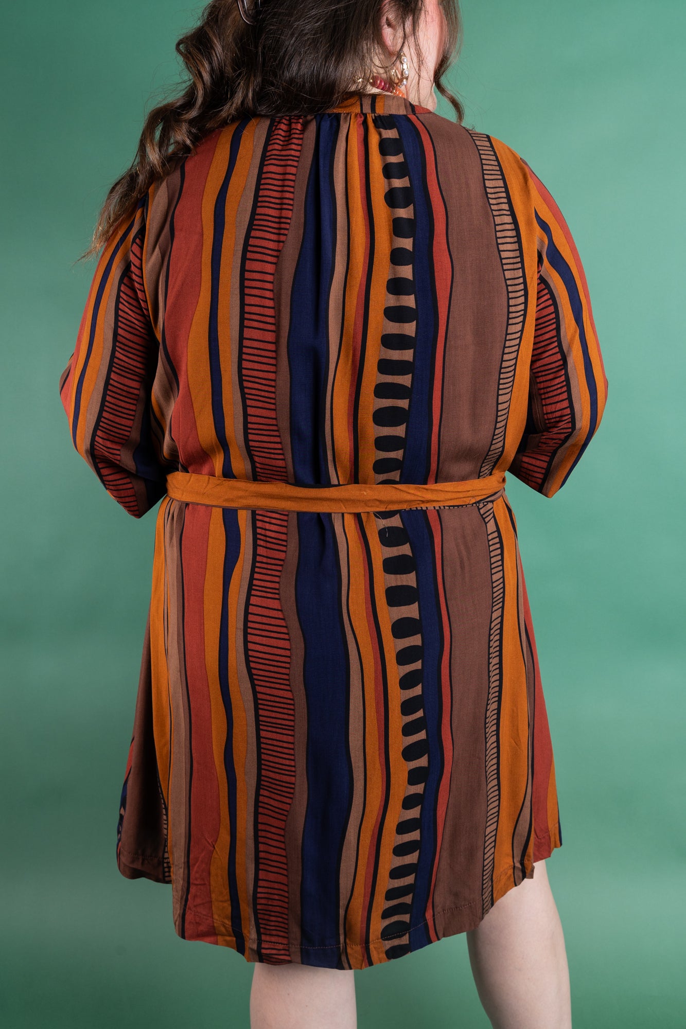 Plus Size Brown Printed Dress