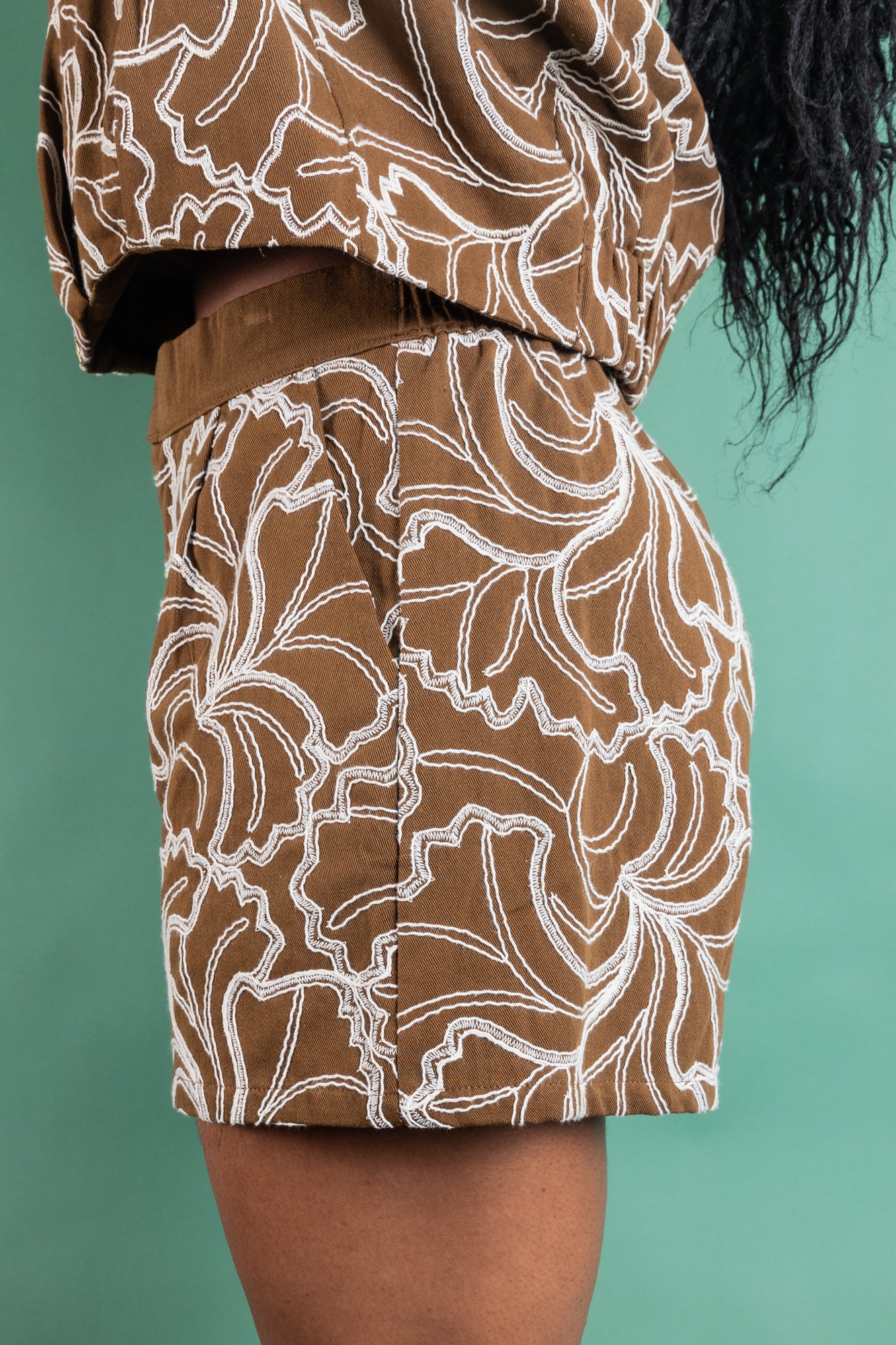 Ivory Embroidered Shorts