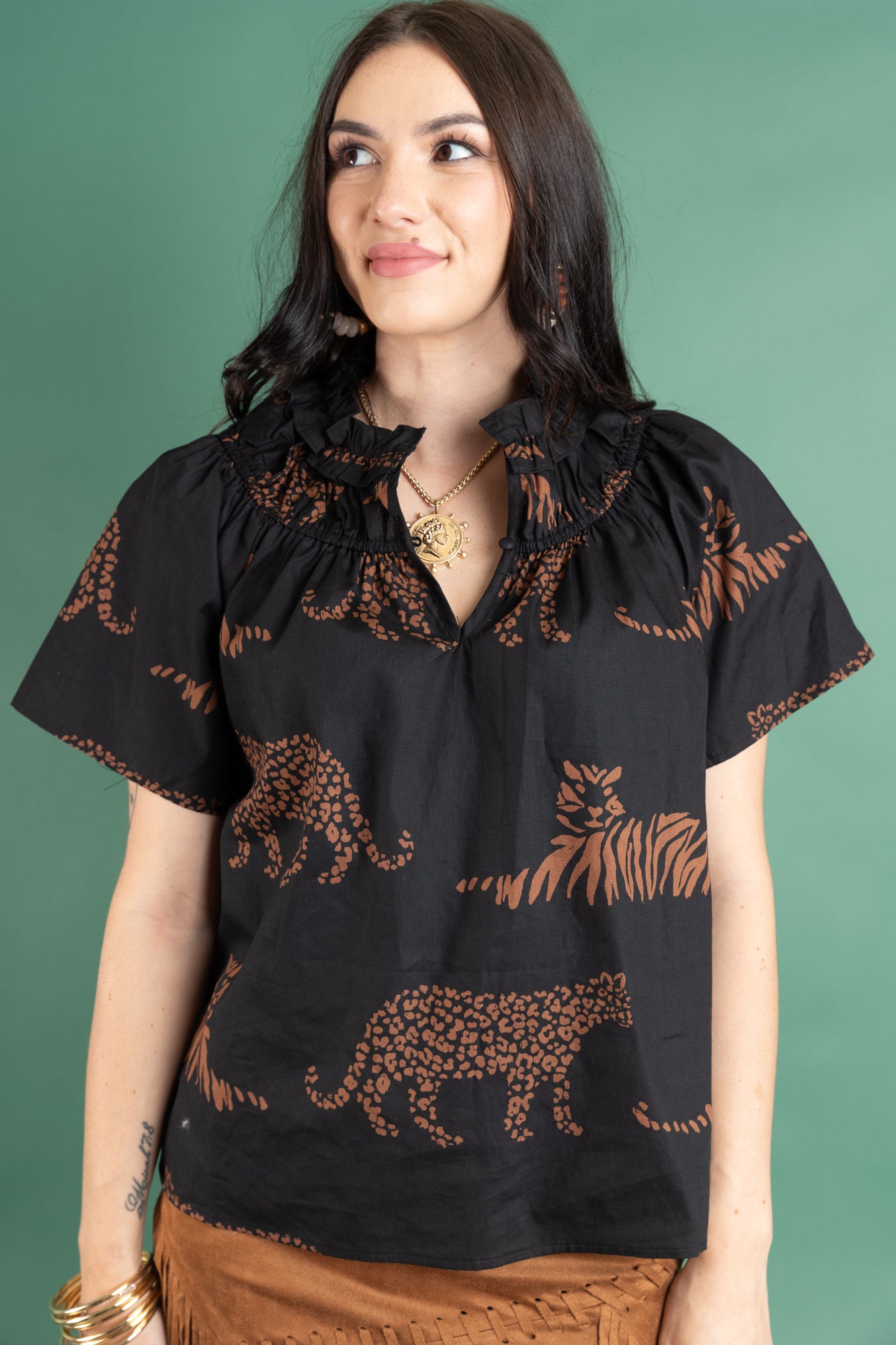 Midnight Prowl Smocked Top