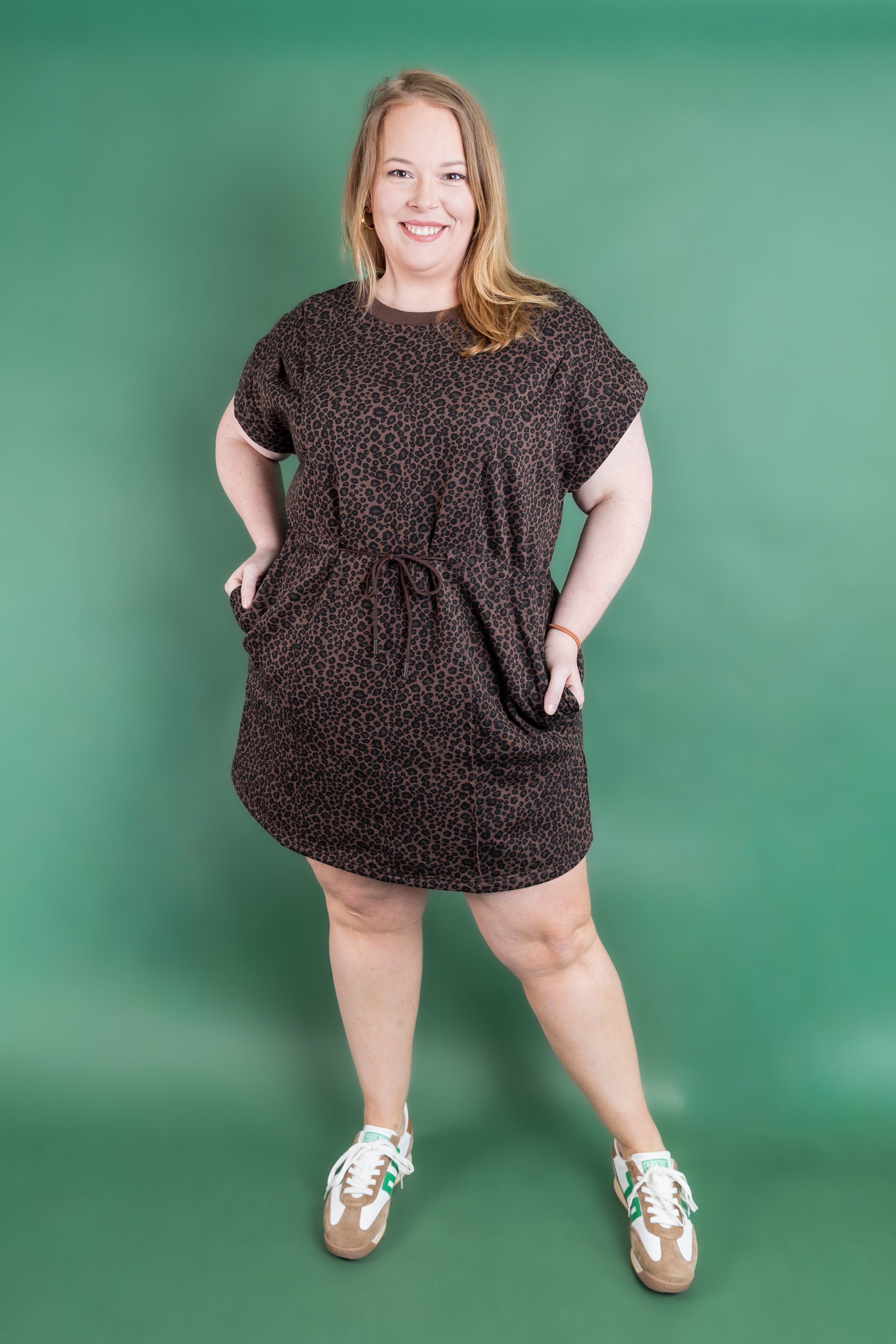 Plus Size Leopard Cinch Dress