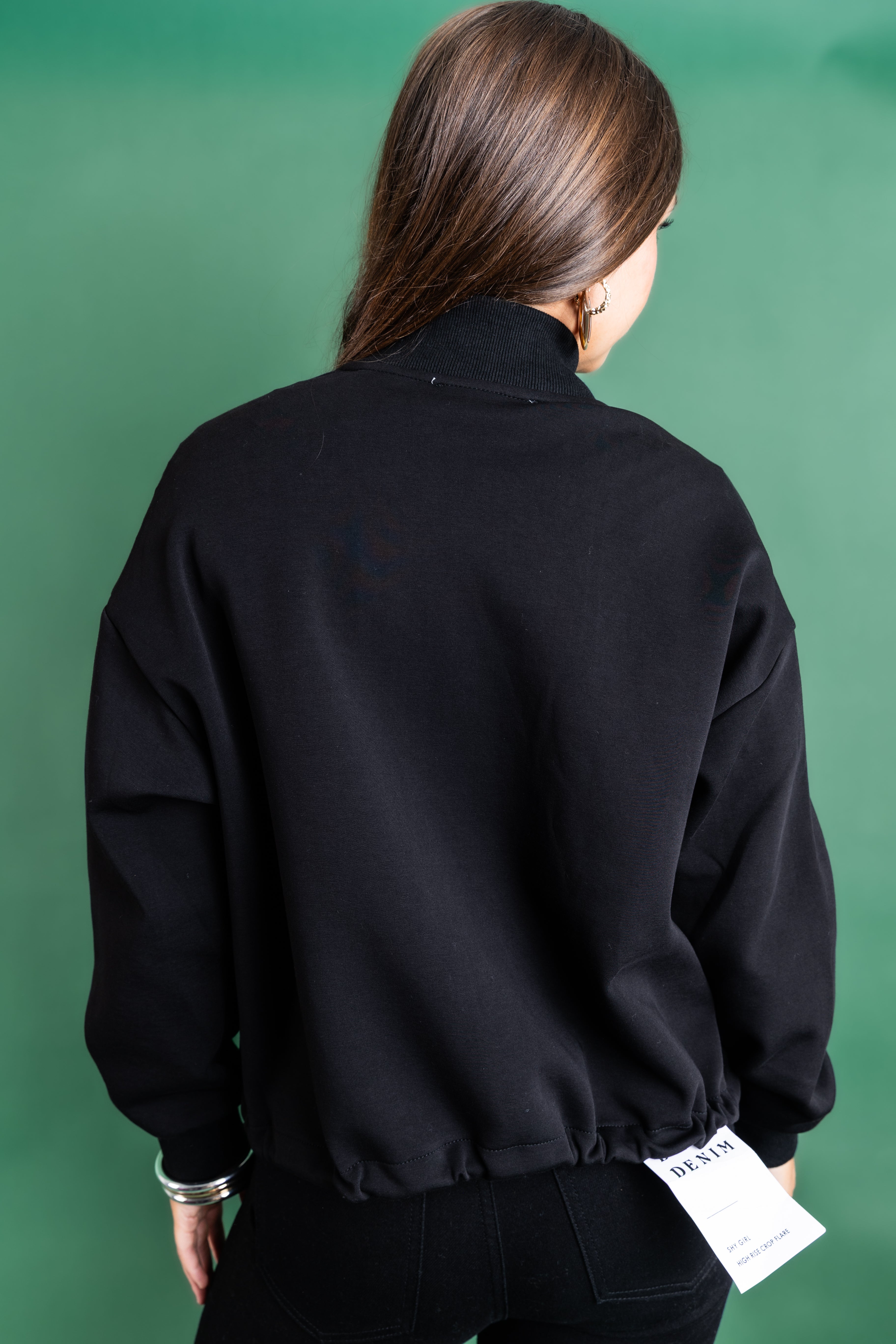 Black Cardigan Ivory Stitching