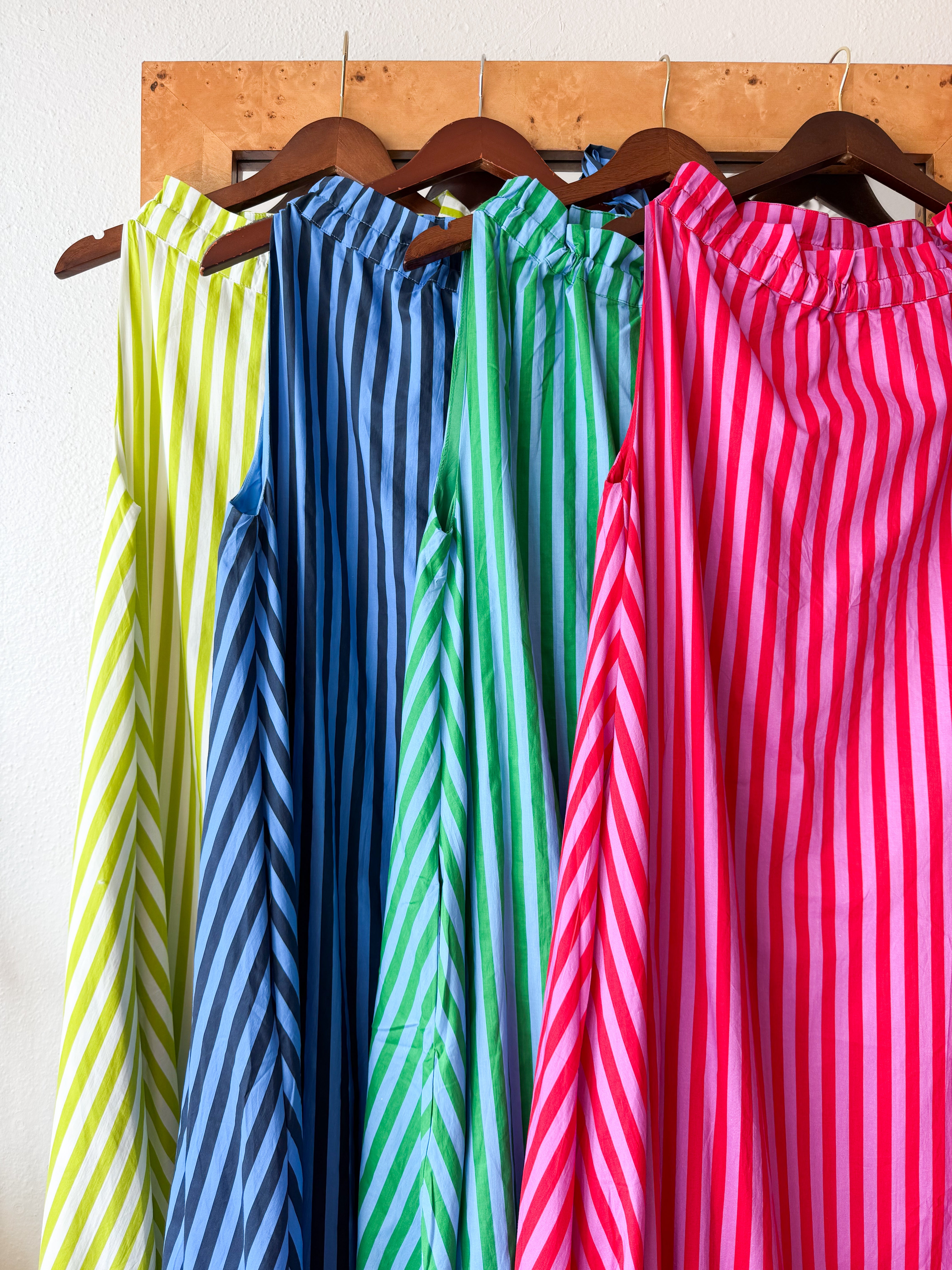 Stripe Midi Dress With Ruffle Neck Tie