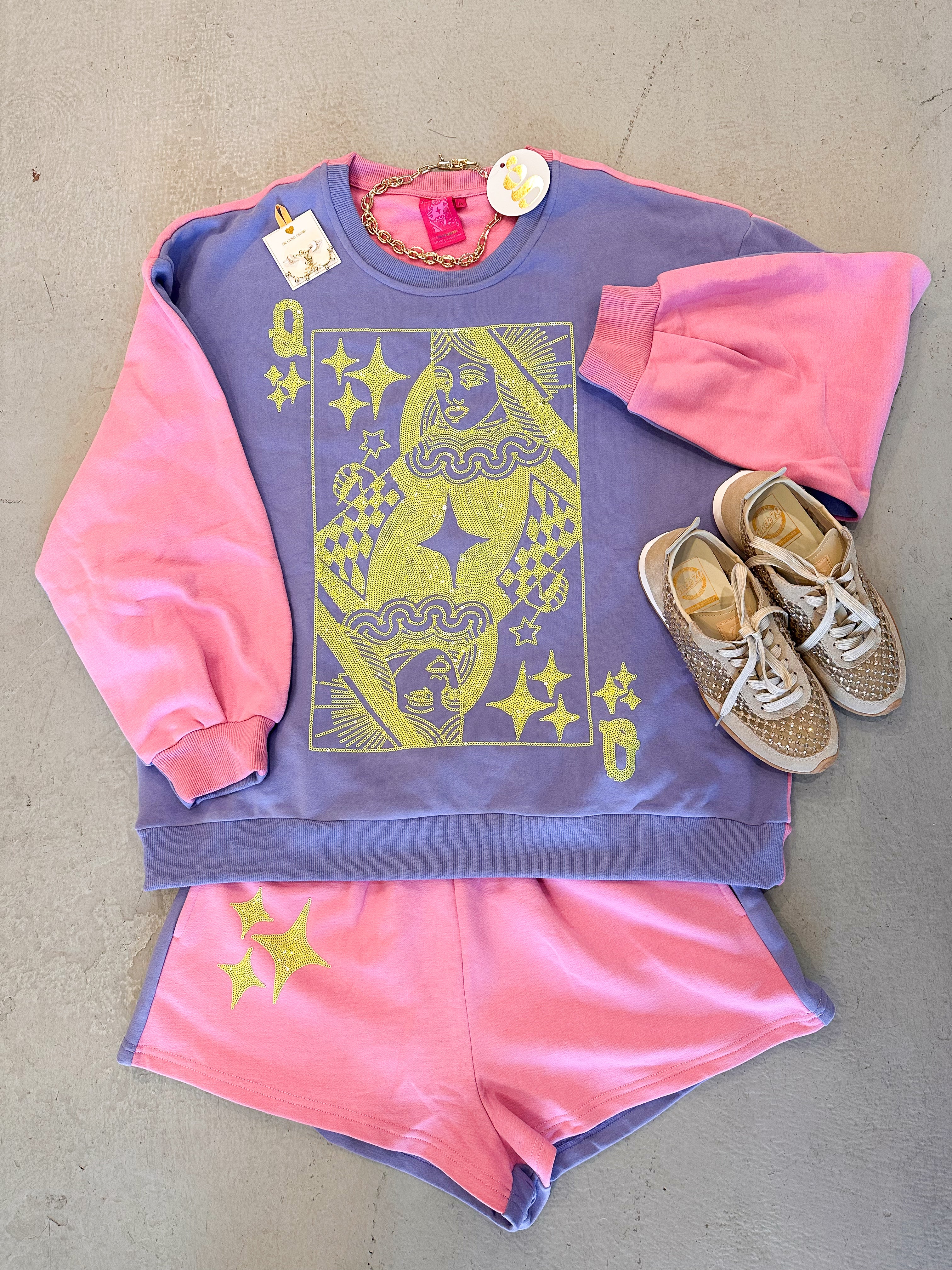 Queen of Sparkles Purple/Pink Colorblock Shorts