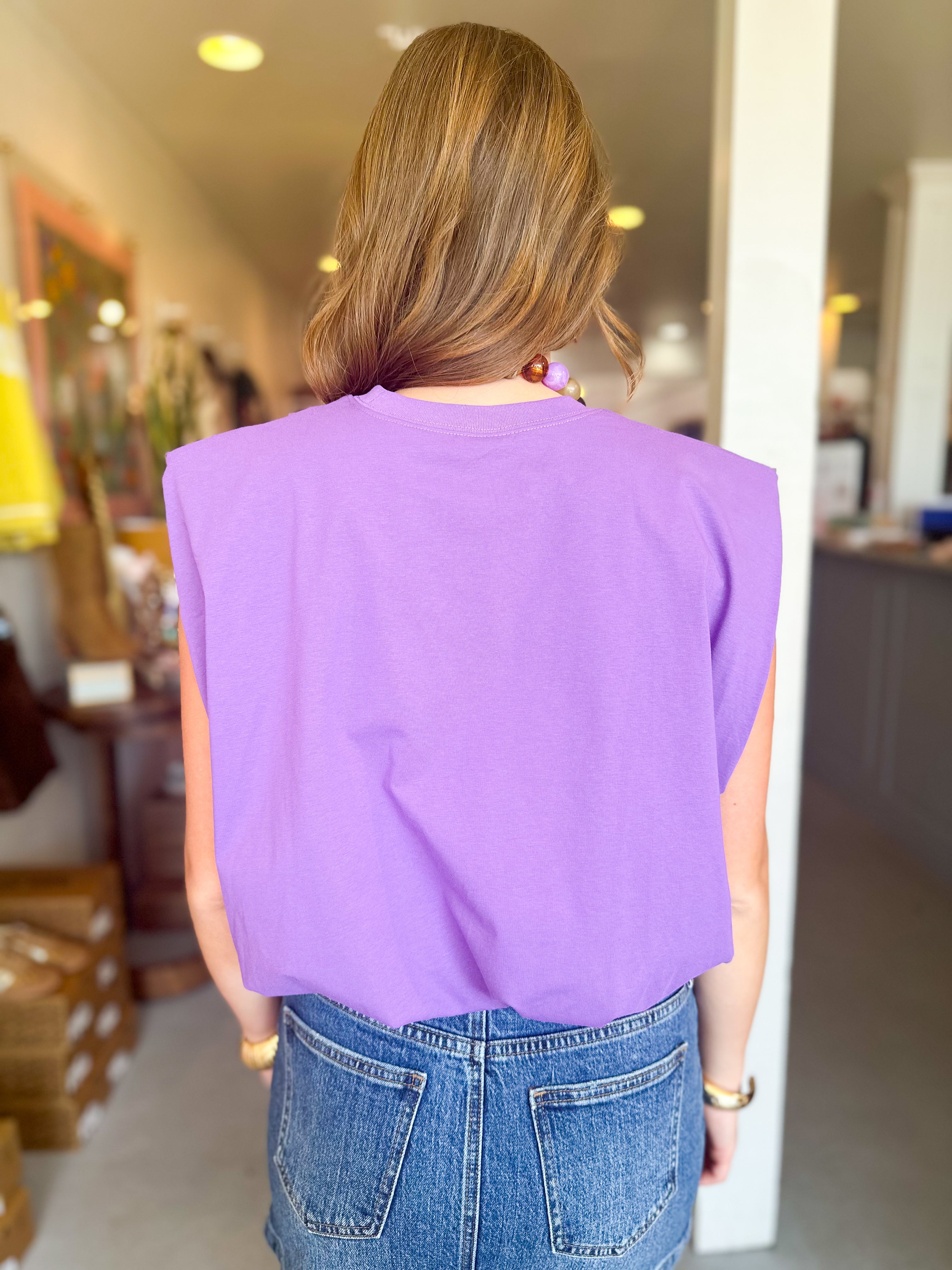 Shoulder Pad Balloon Hem Top