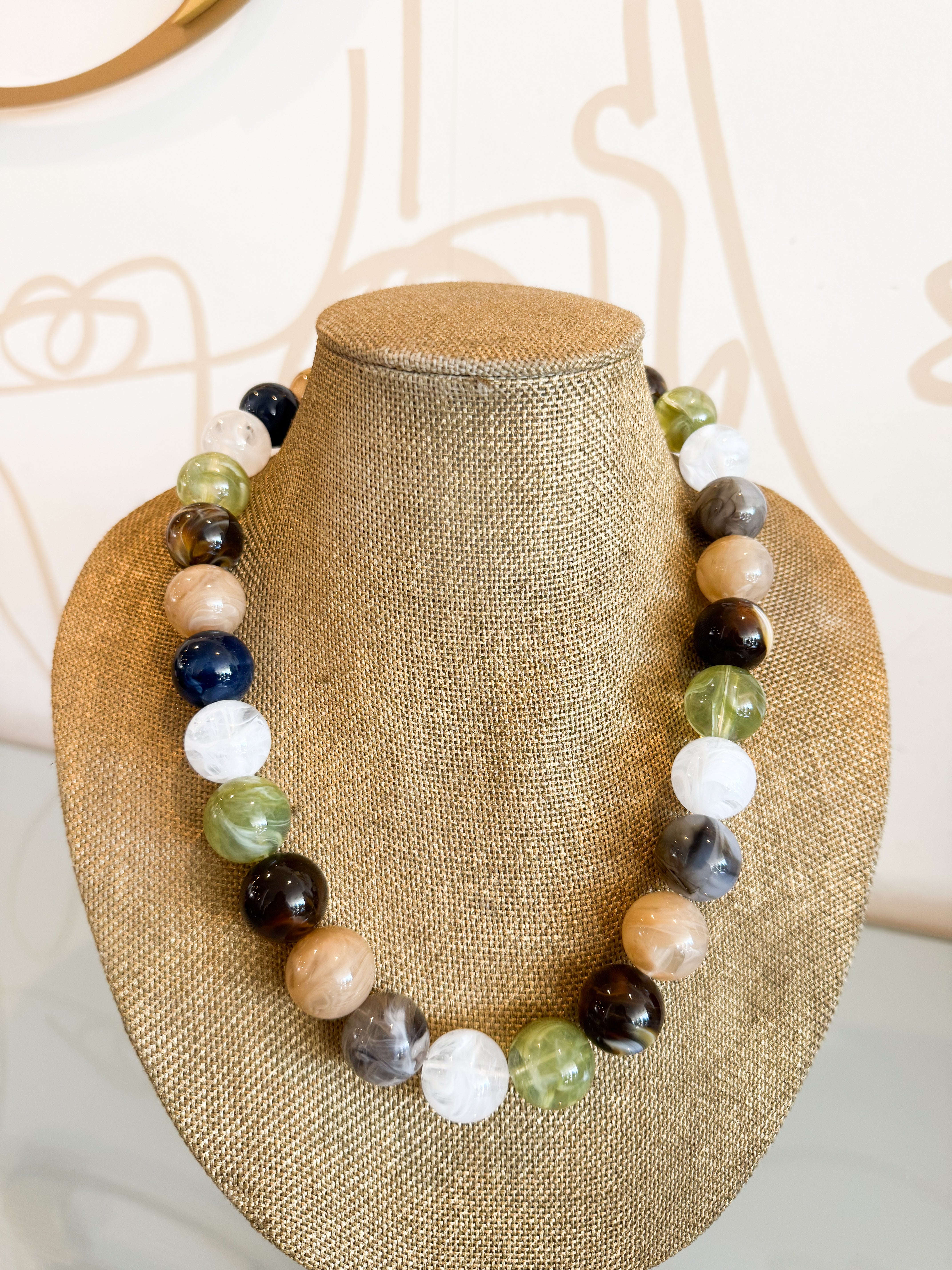 Treasure Jewels Pop Of Joy Olive Mix Necklace