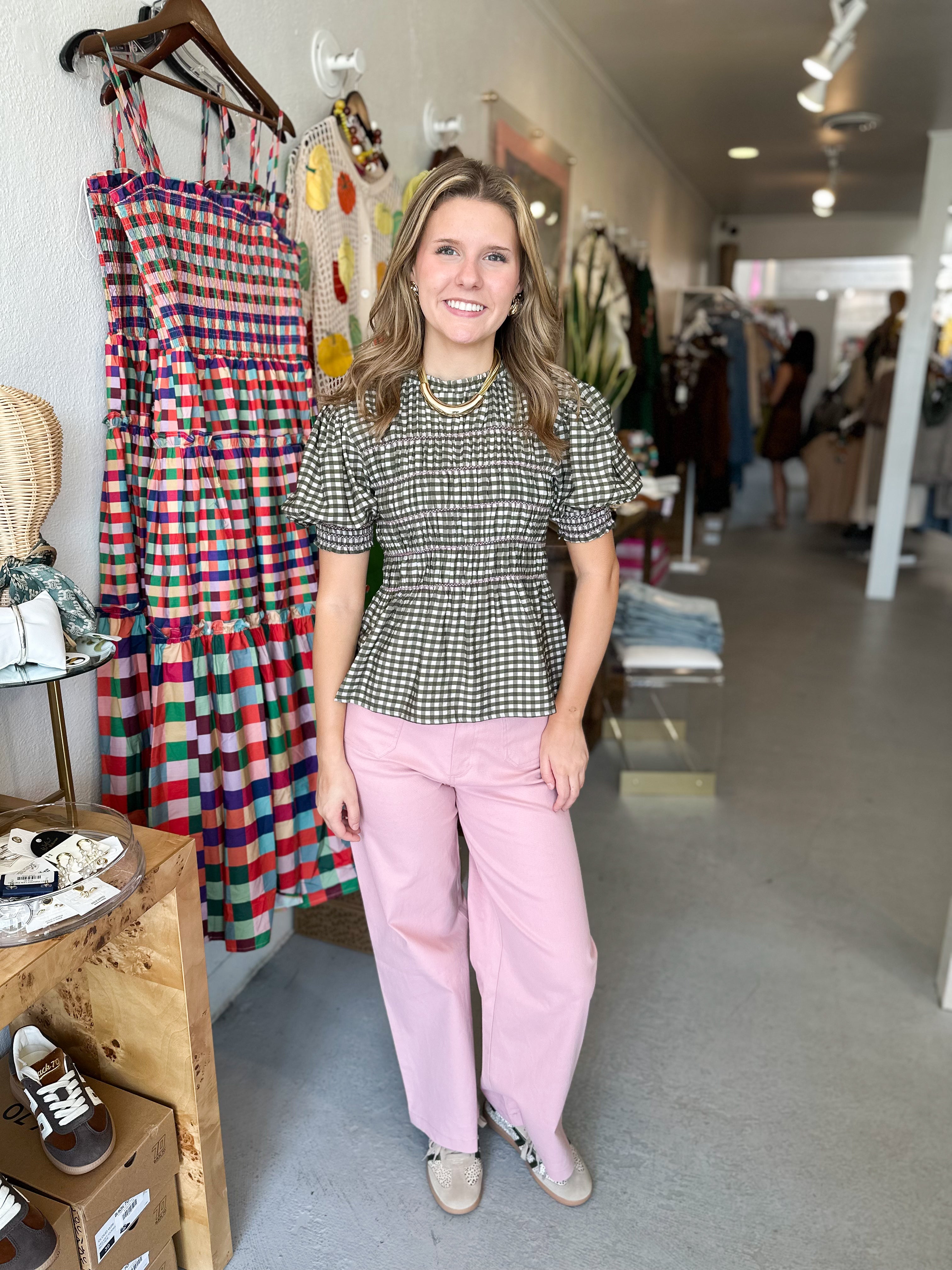 Smocked Puff Sleeve Shirt