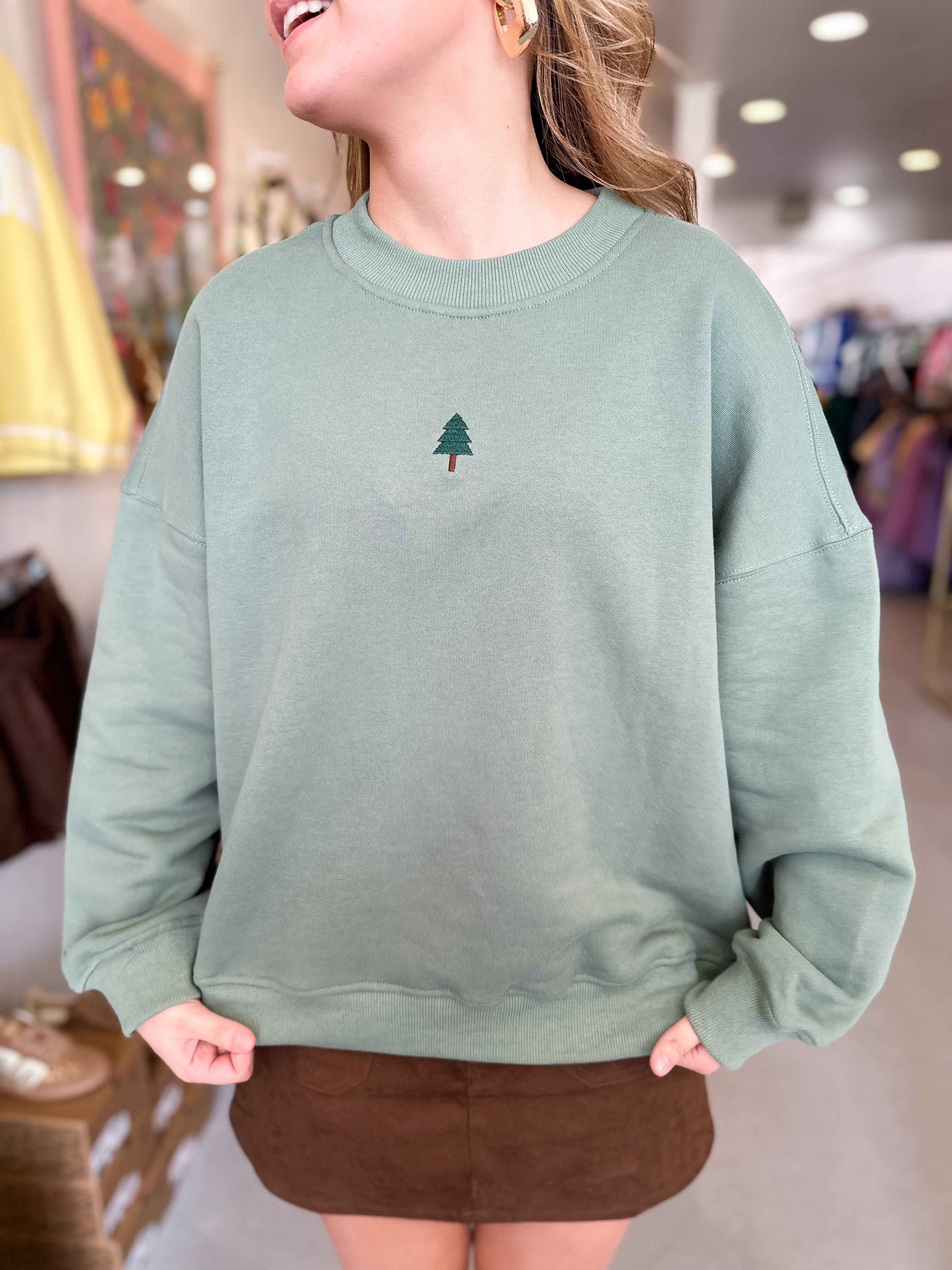 Christmas Tree Embroidered Sweatshirt