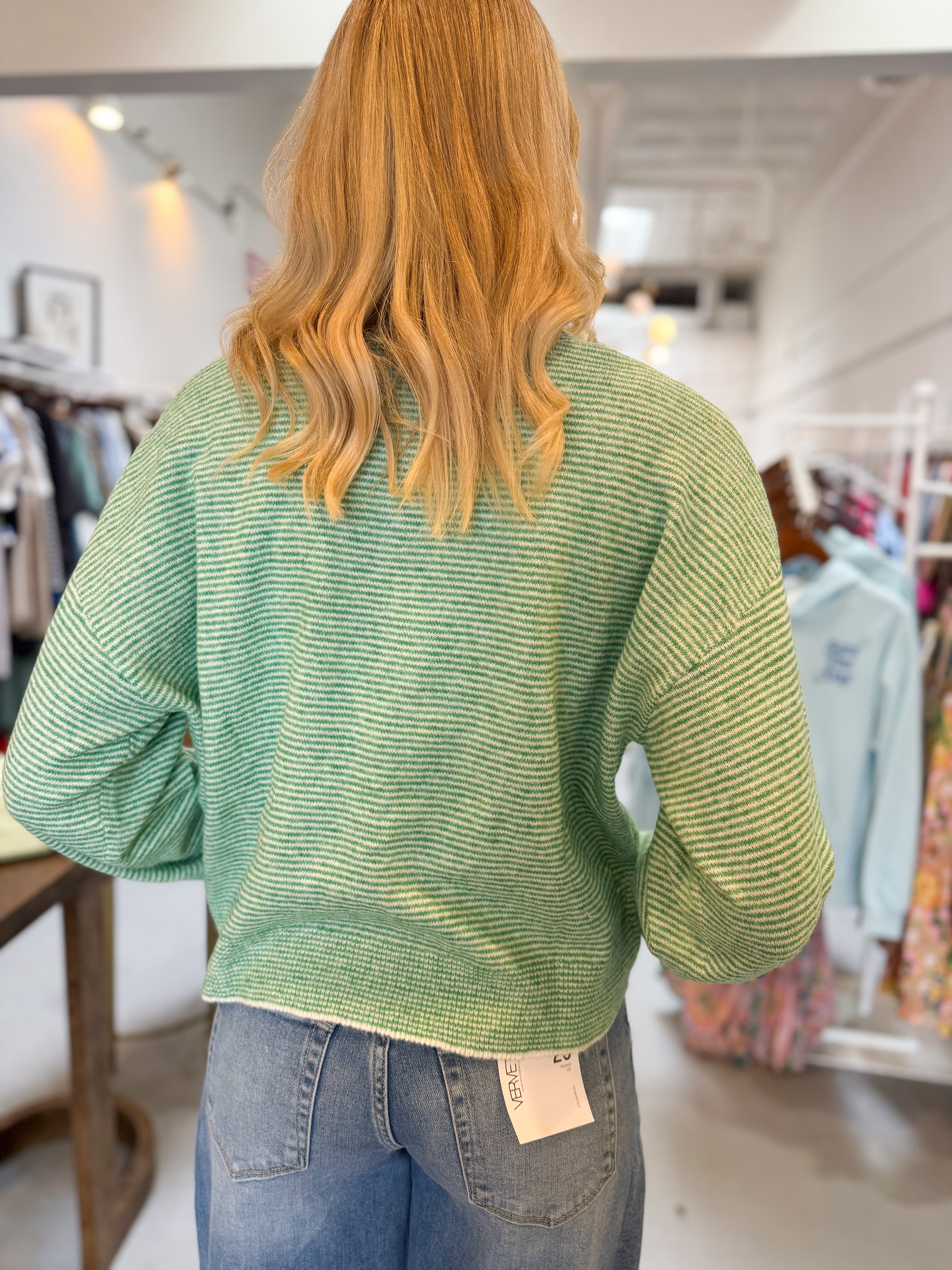 Lucky Stripe Button Front Sweater