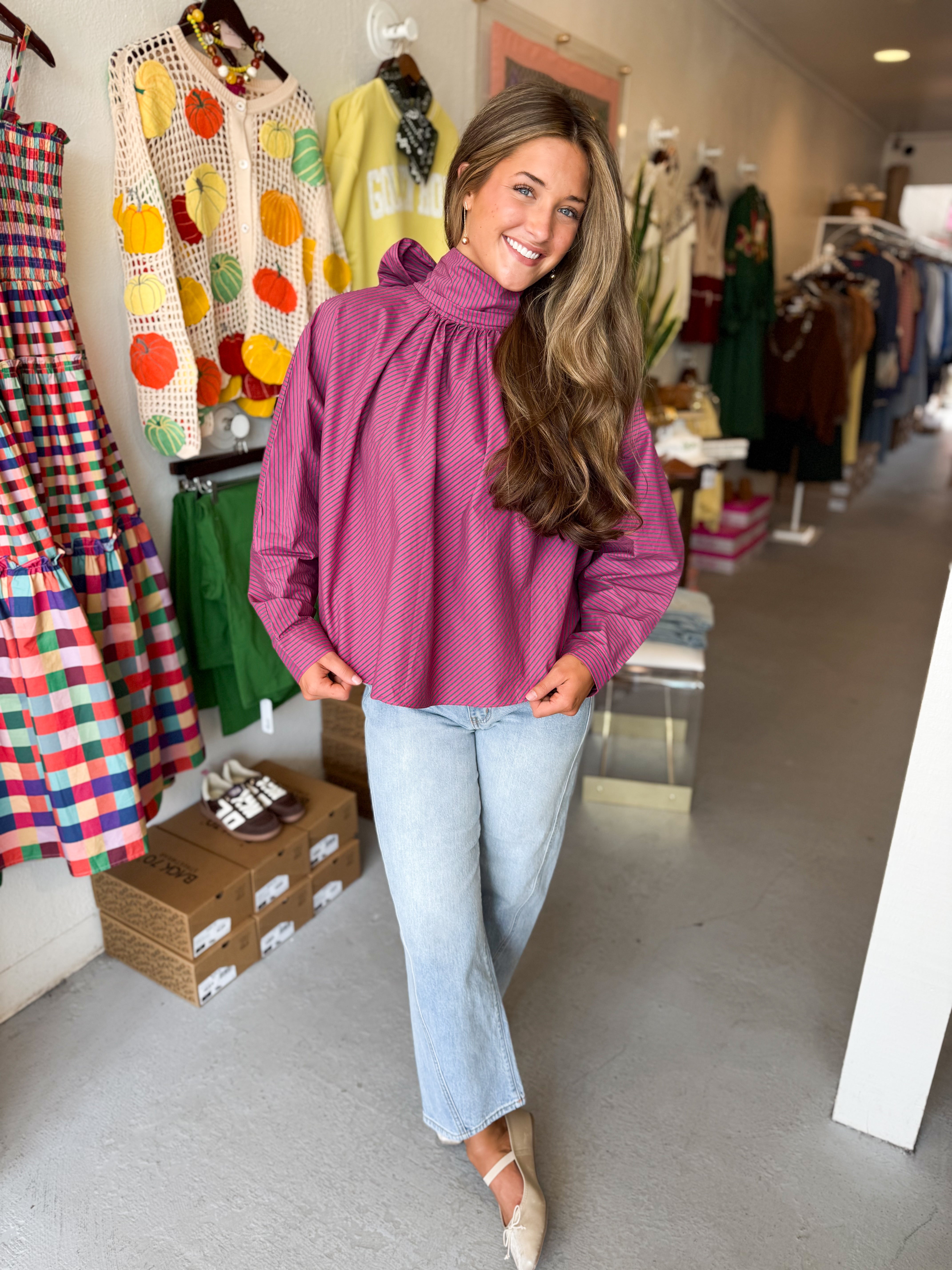 Tie High Neck Blouse
