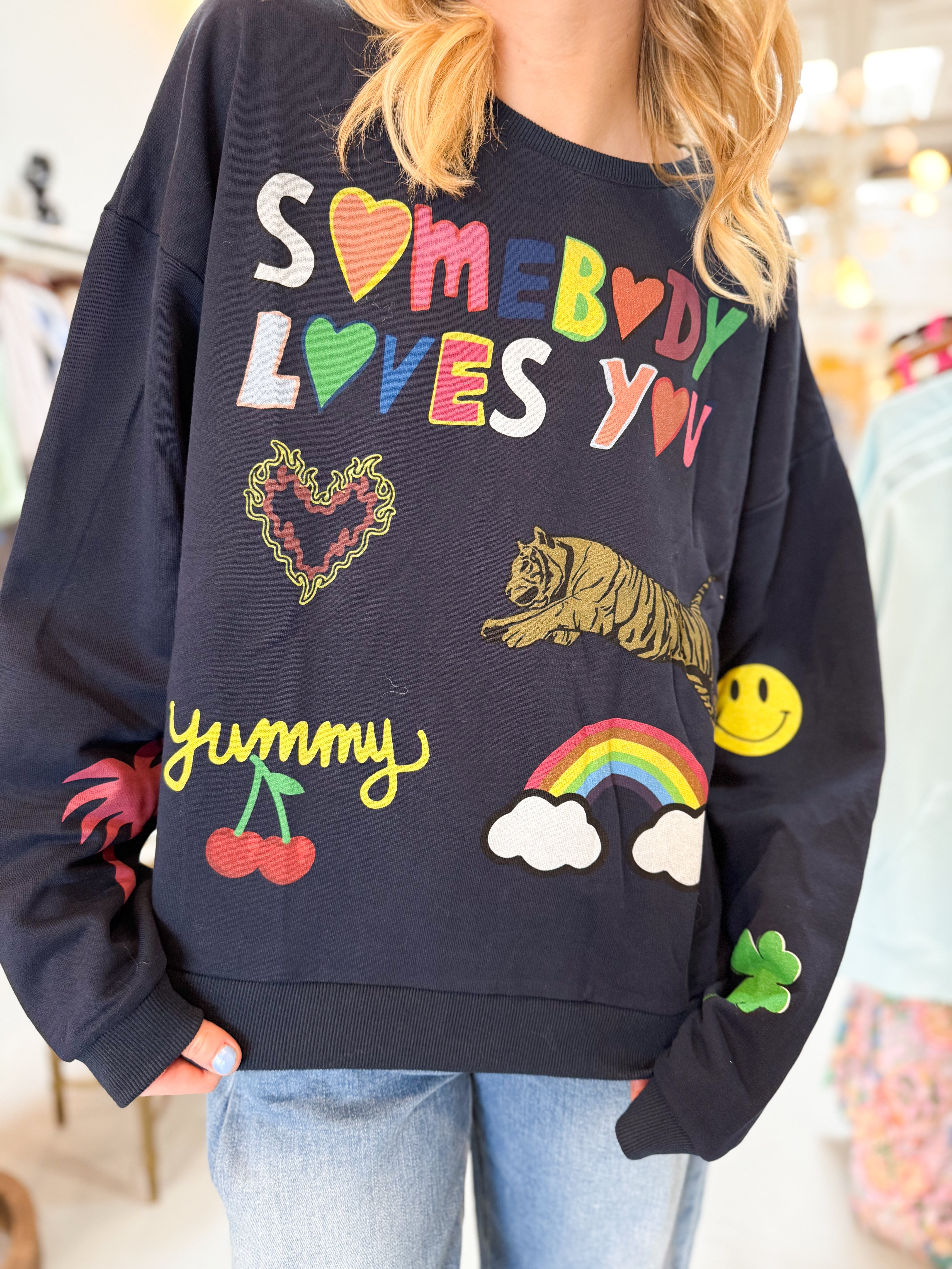 Navy Somebody Loves You Sweatshirt
