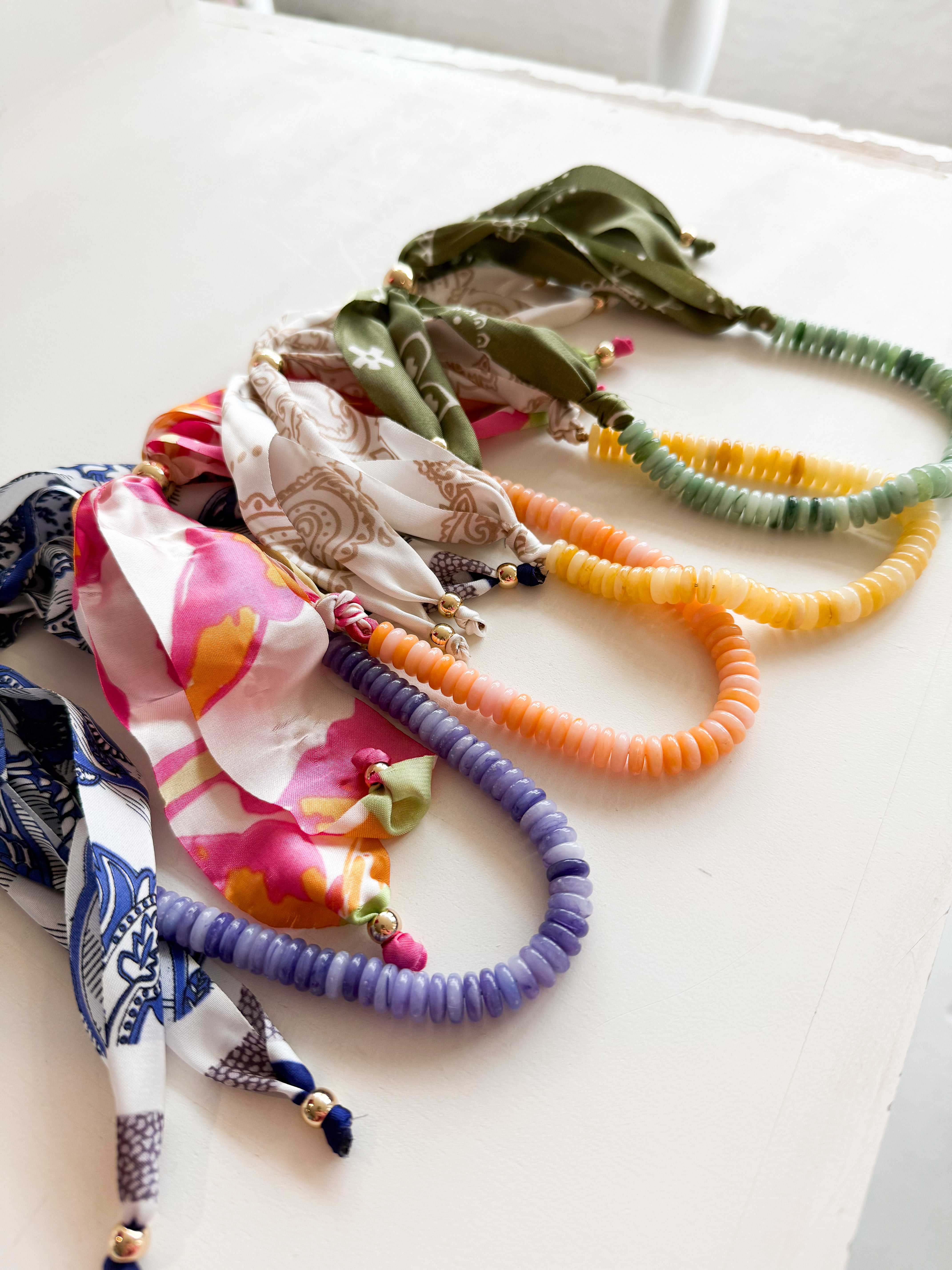 Marble Beaded Scarf Necklace