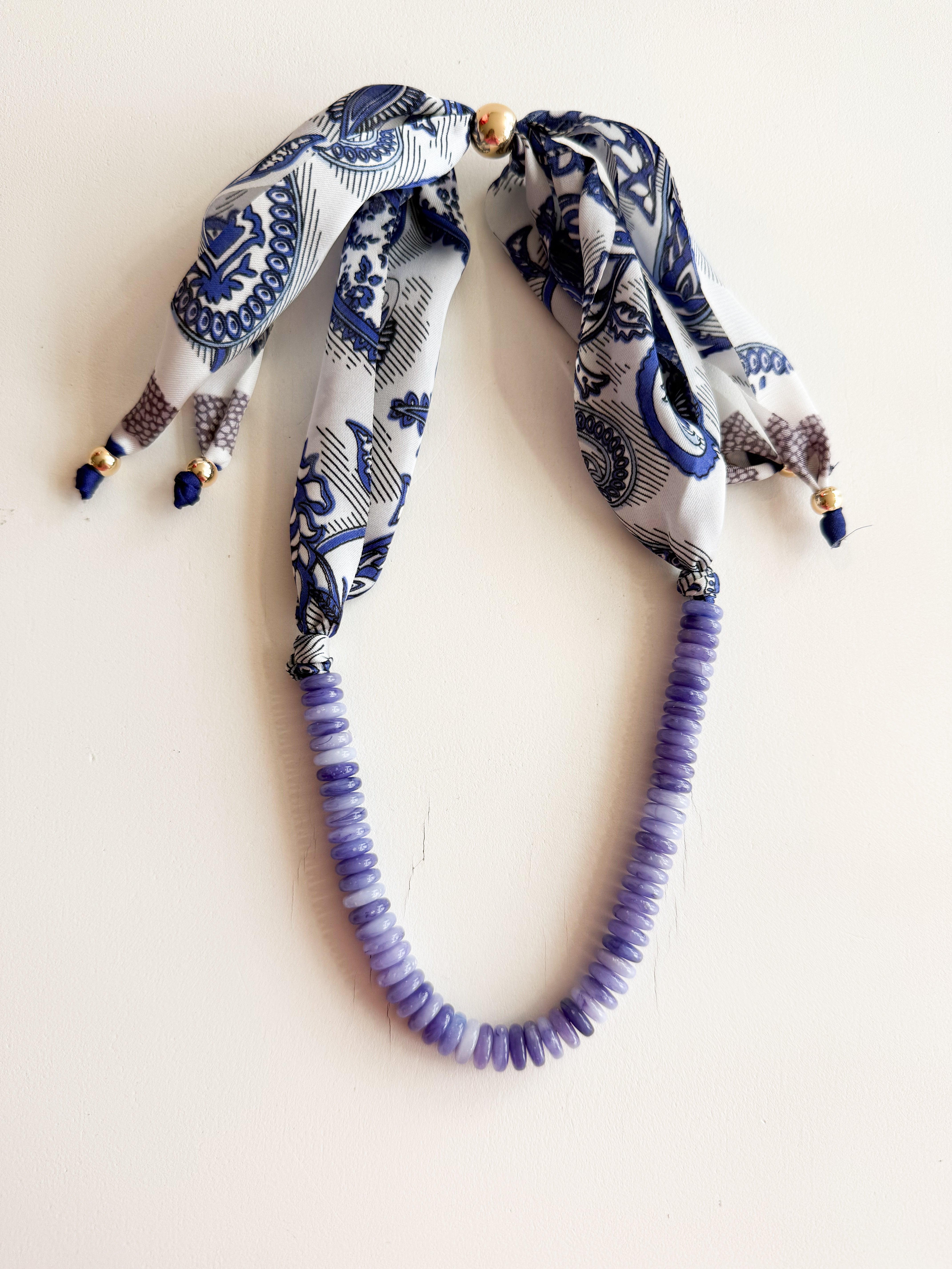 Marble Beaded Scarf Necklace