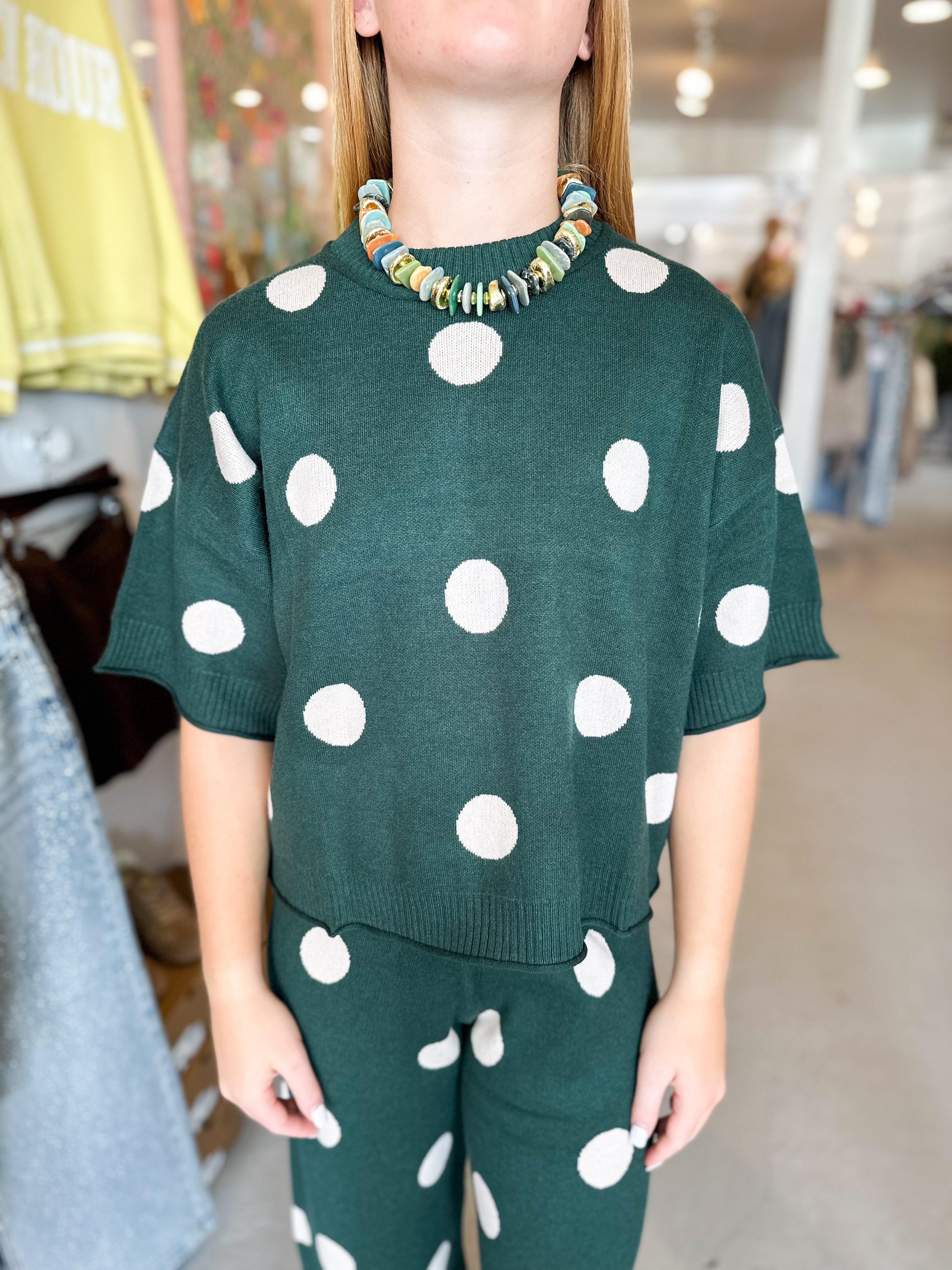 Polka Dot Short Sleeve Sweater