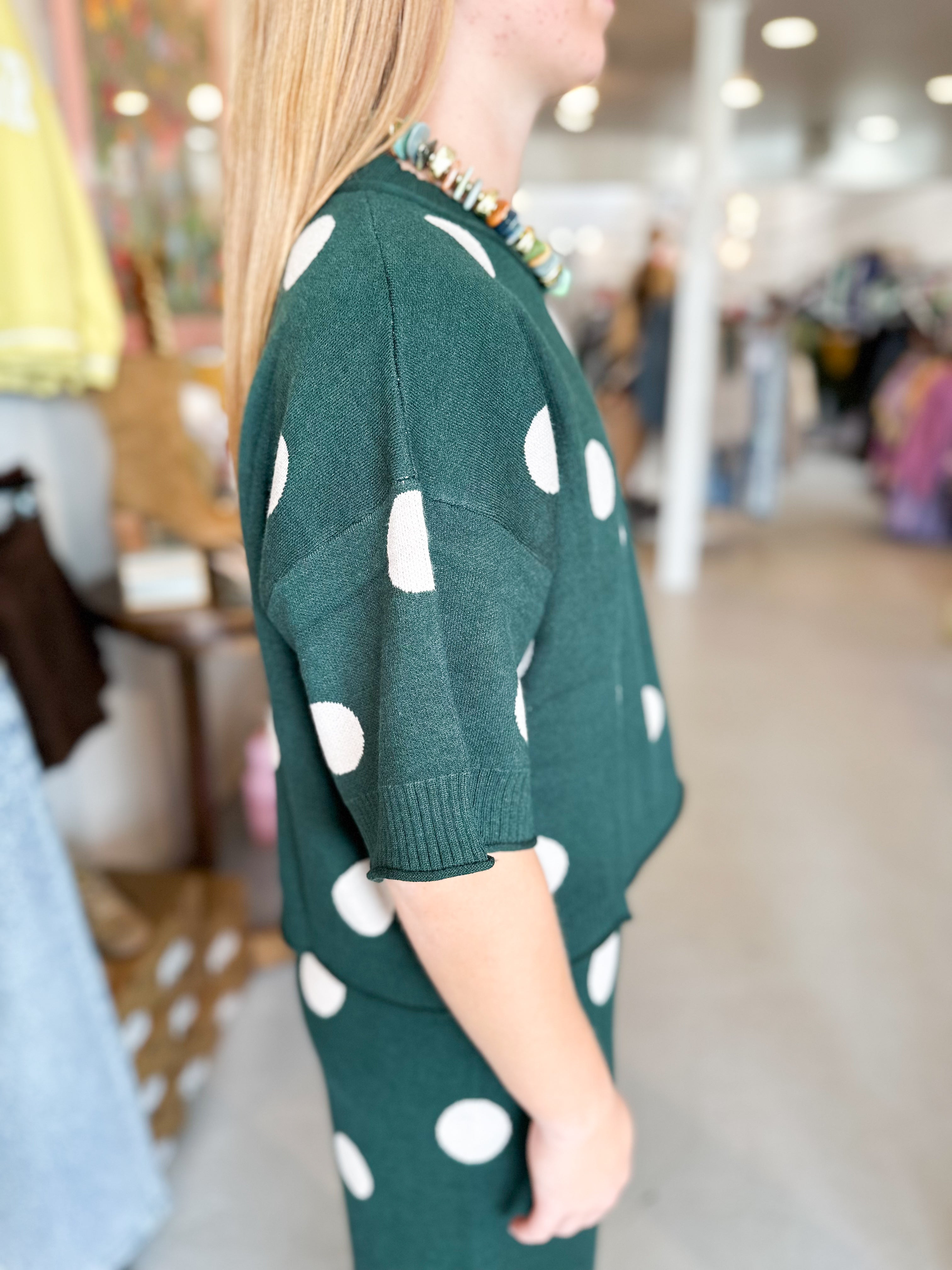 Polka Dot Short Sleeve Sweater