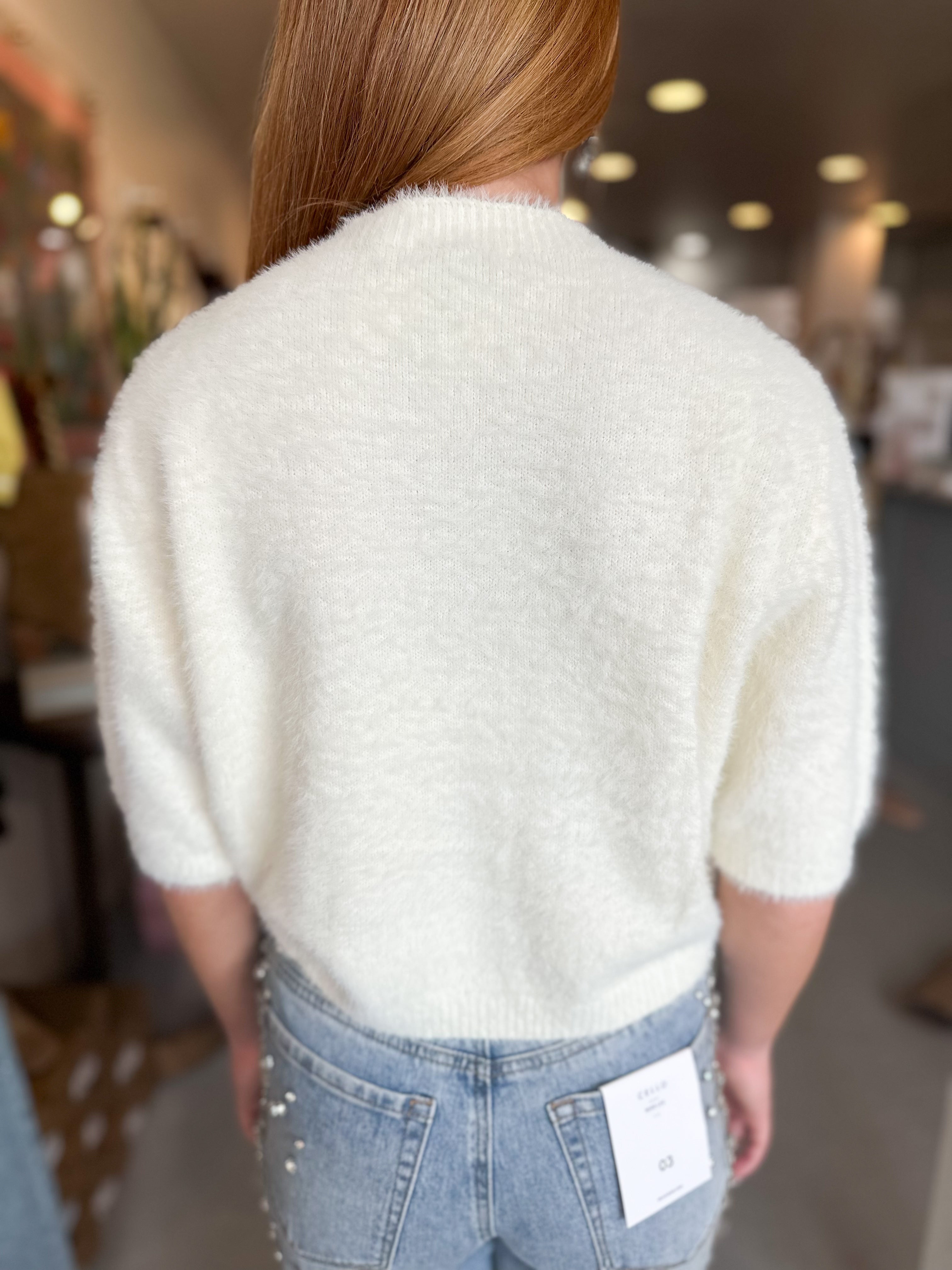 Faux Fux Knit Short Sleeve Sweater